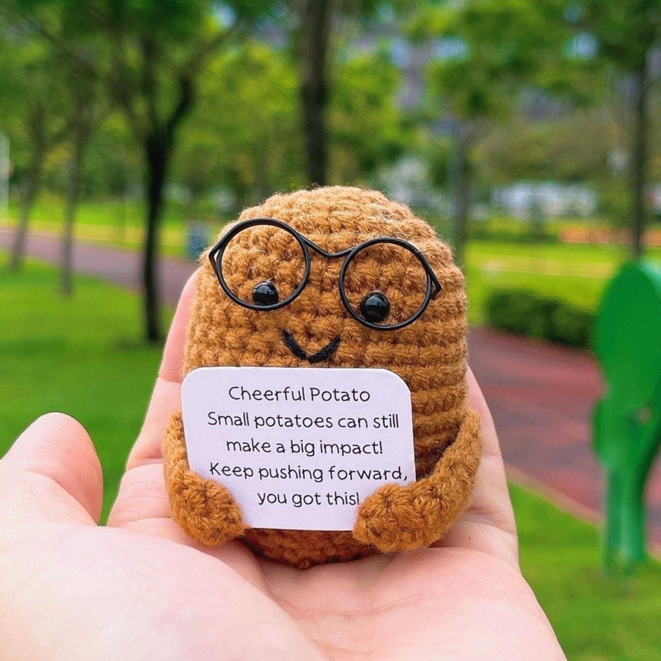 Handcrafted Cheerful Potato Desk Figurine with Customizable Card, Miniature Garden Potted Plants - Perfect for Home Decor, Gifts, Motivation, and Special Occasions