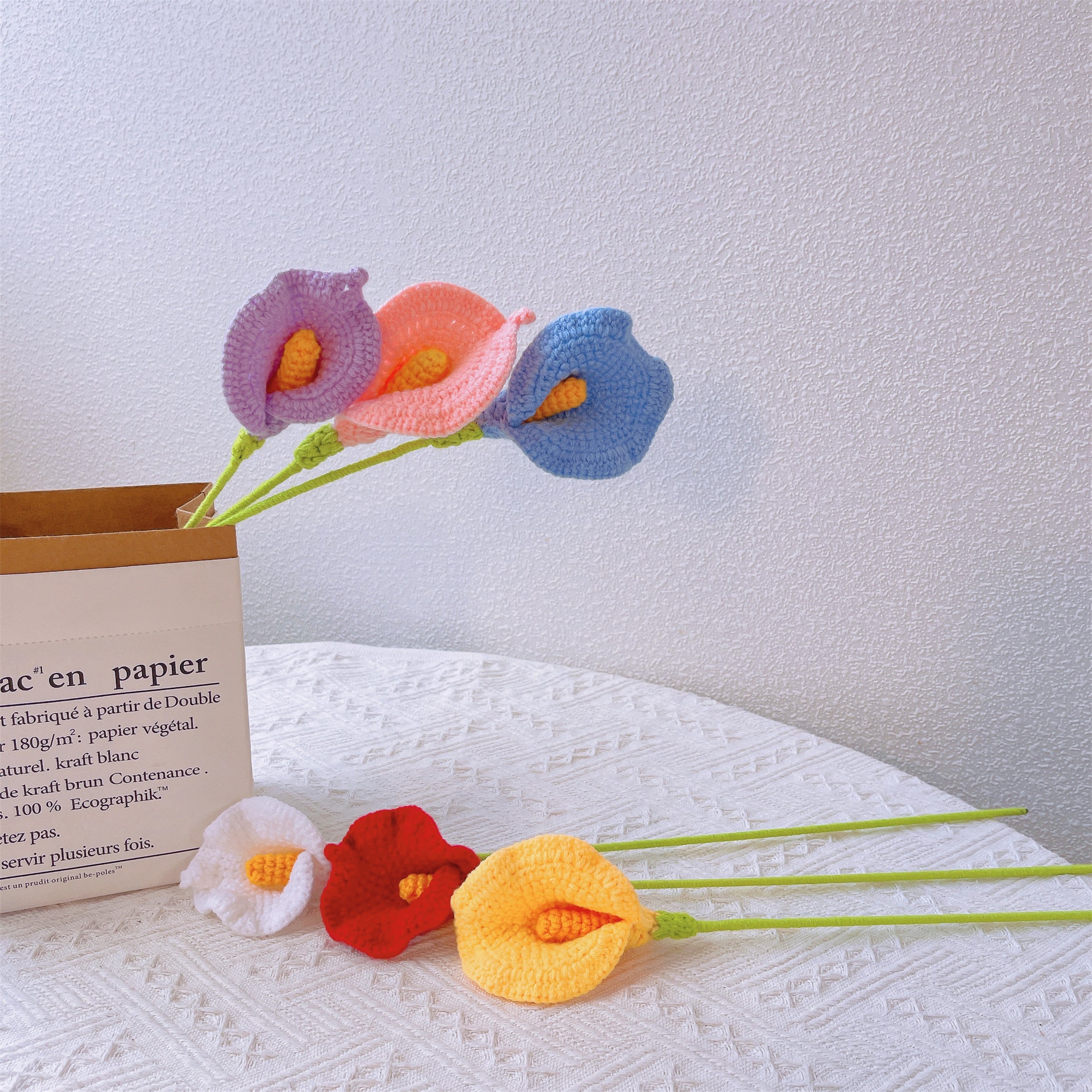 Calla Lily Grace: Handcrafted Crochet Calla Lily Stake for a Graceful Garden Decor