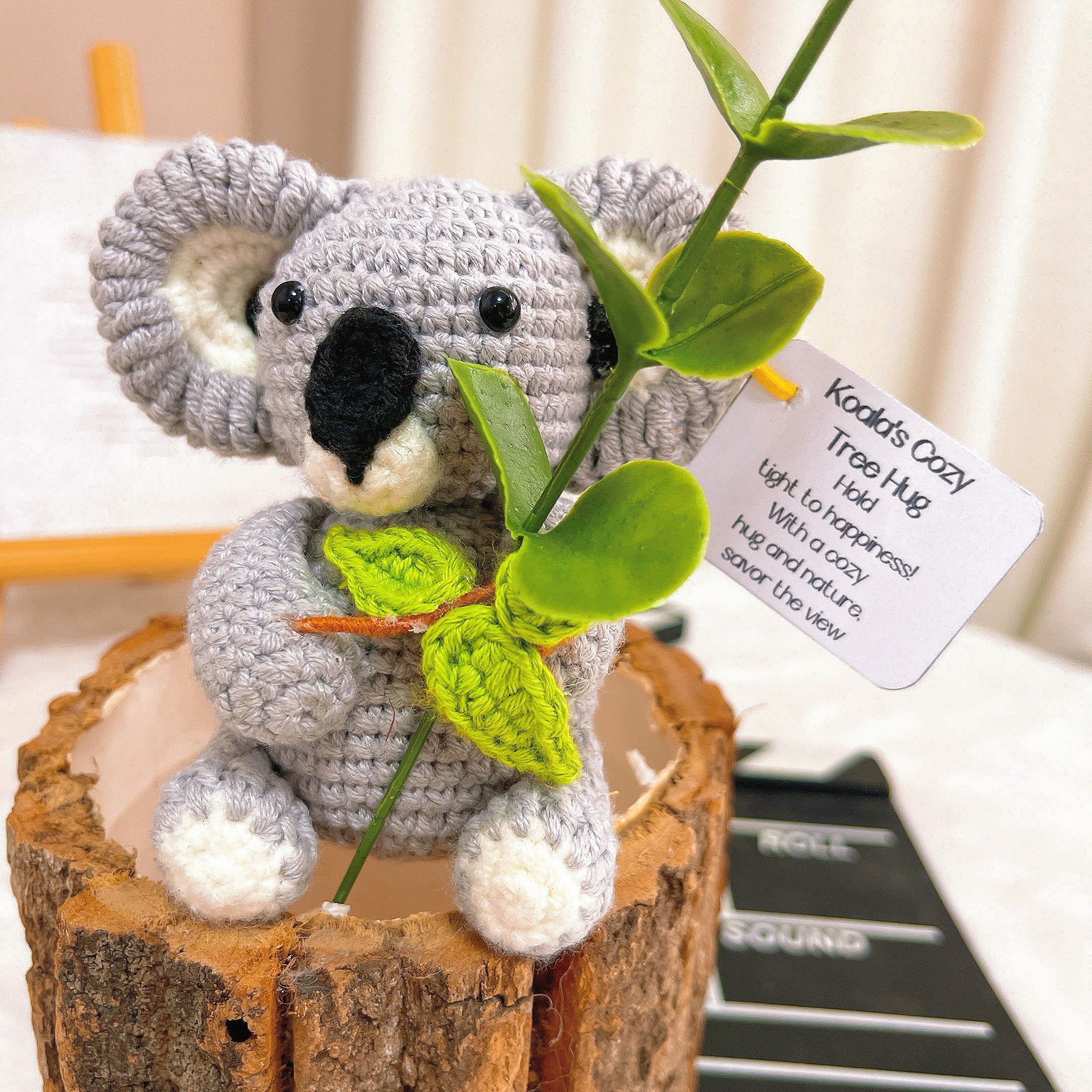 Handcrafted Supportive Koala Crochet Tree Hug Plushie With Customizable Inspirational Card - Nature Lovers, Birthdays, Baby Showers Gift