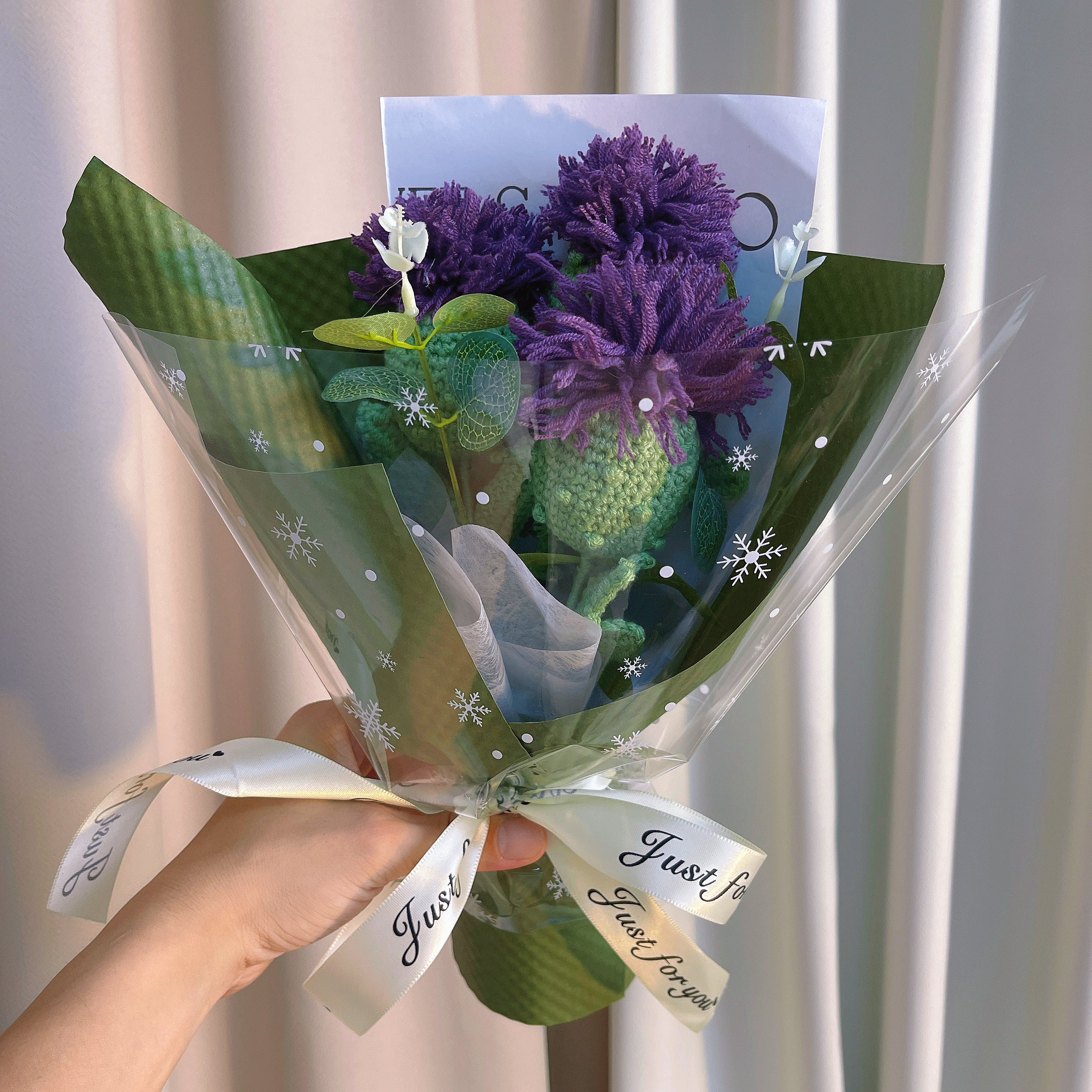 Handmade Crochet Scottish Thistle Bouquet - Hypoallergenic Artificial Floral Arrangement for Weddings, Anniversary, Birthday Gift for Her
