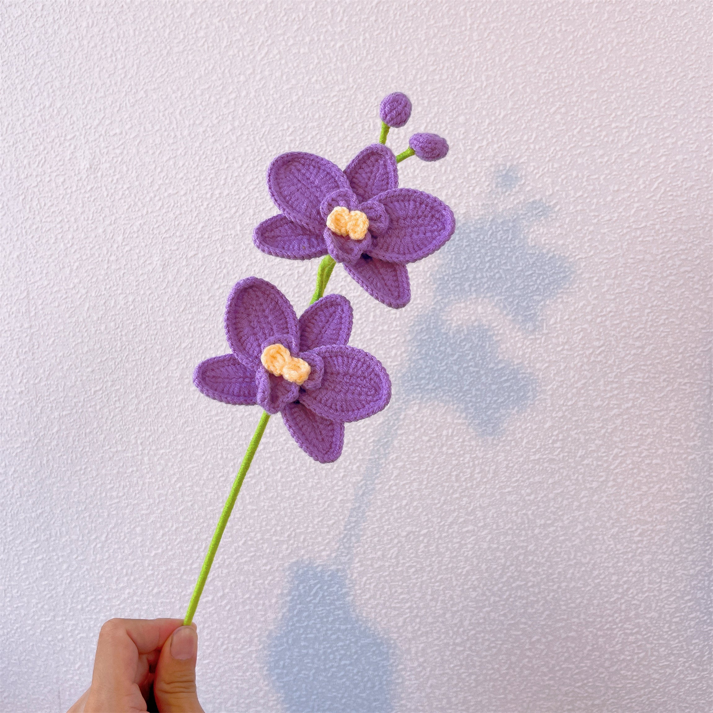 August Birth Month Orchid Bouquet - Handcrafted Hooked Single Stem Birthday Anniversary Flower Gift for August-Born Loved Ones