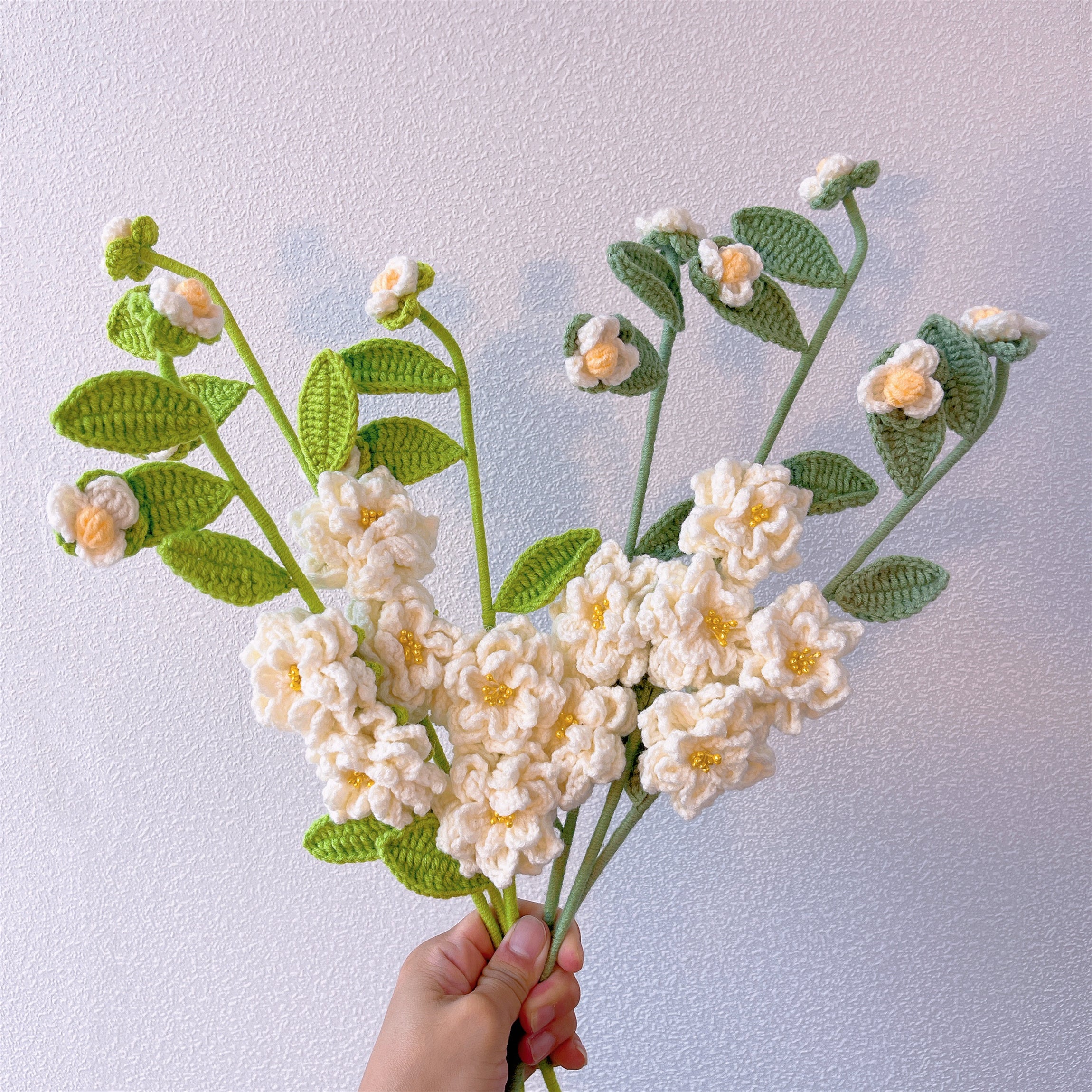 Elegant Beauty: Handcrafted Crochet Gardenias Stake for a Sophisticated Garden Decor