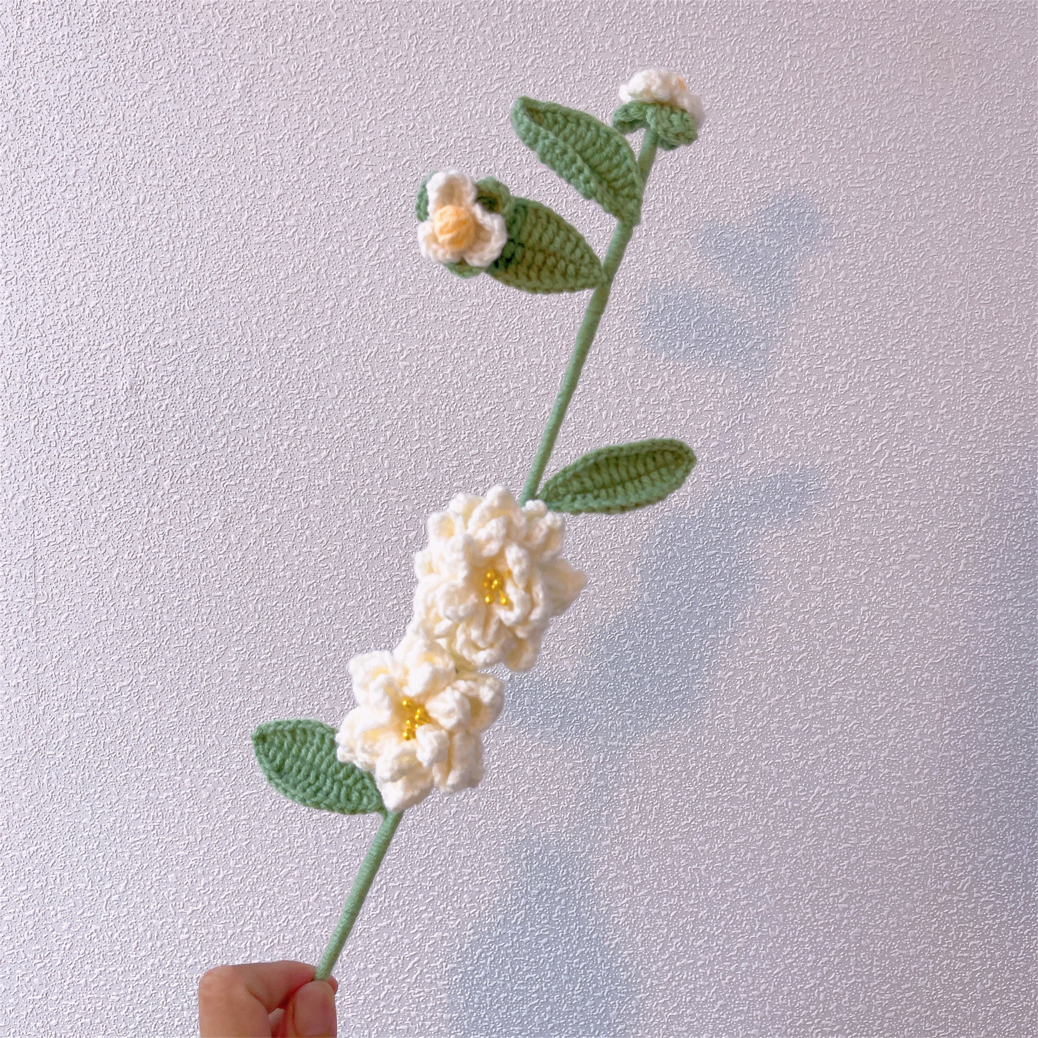 Elegant Beauty: Handcrafted Crochet Gardenias Stake for a Sophisticated Garden Decor
