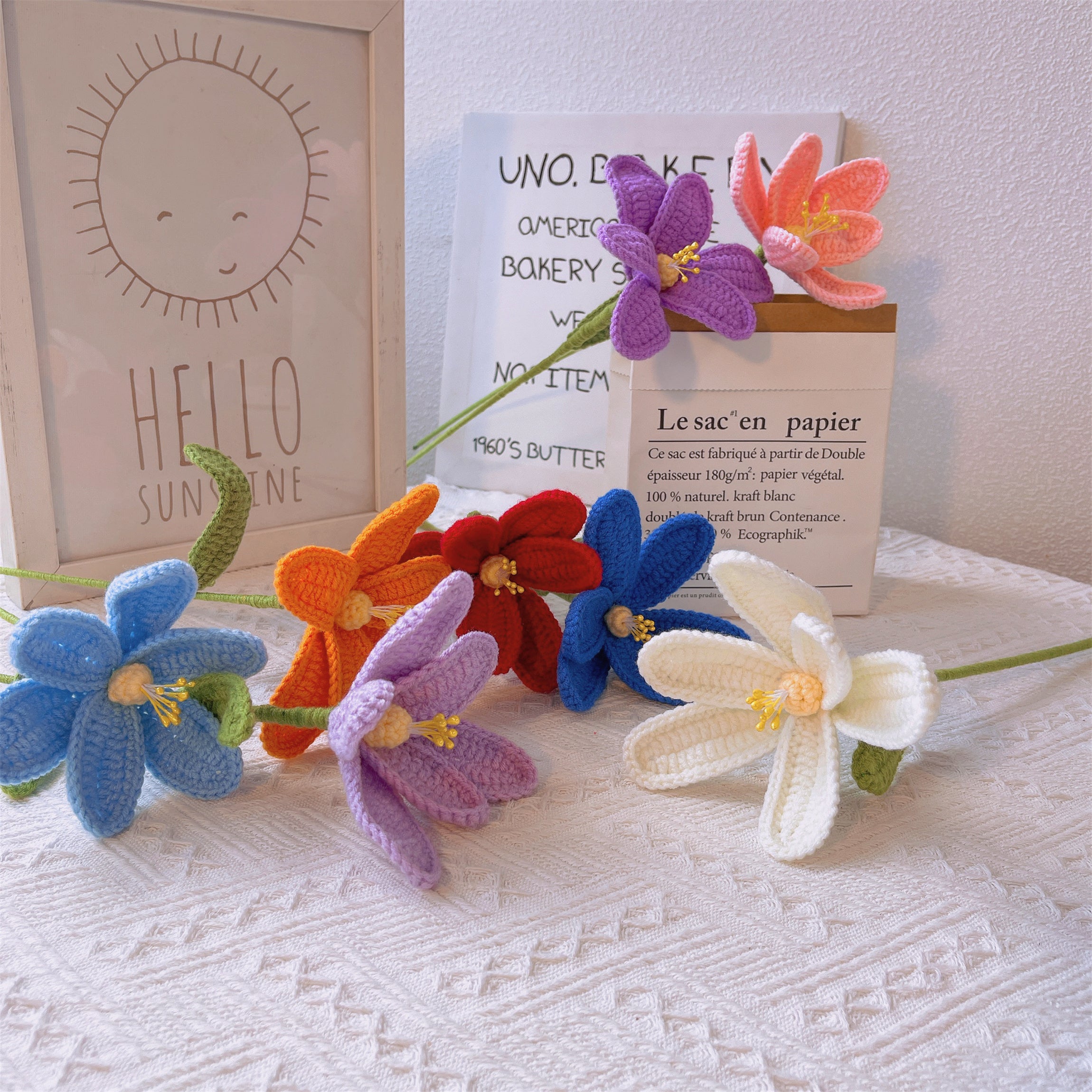 Handmade Crochet Tulip Flowers - Yarn Crafted, Home Decor, Gift Idea, Floral Arrangement, Symbolic Flower, Floral Accents, Bouquet Flowers