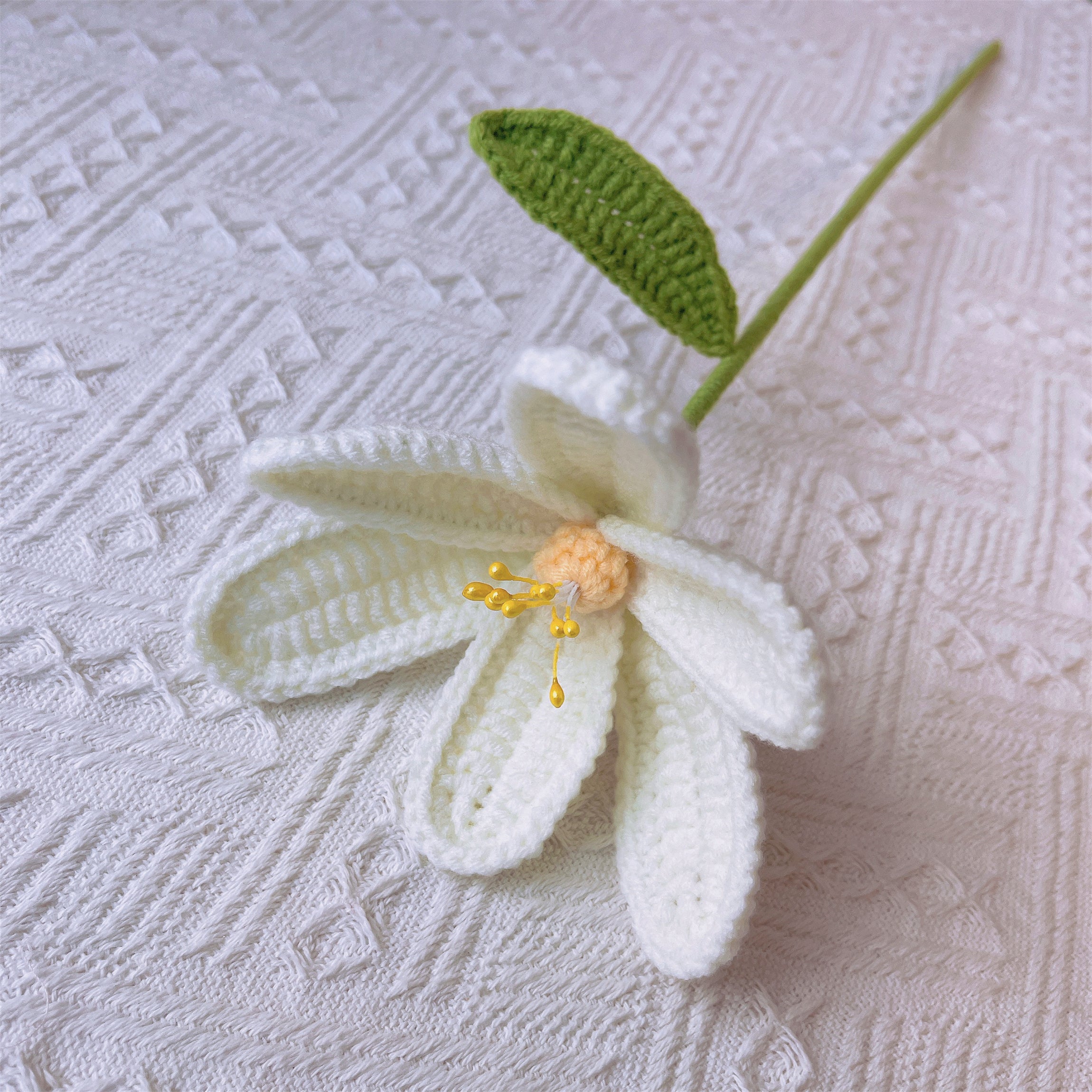 Handmade Crocheted Blushing Elegance Bouquet with Rose, Tulips, Lilies, Eucalyptus & More - Perfect for Any Special Occasion