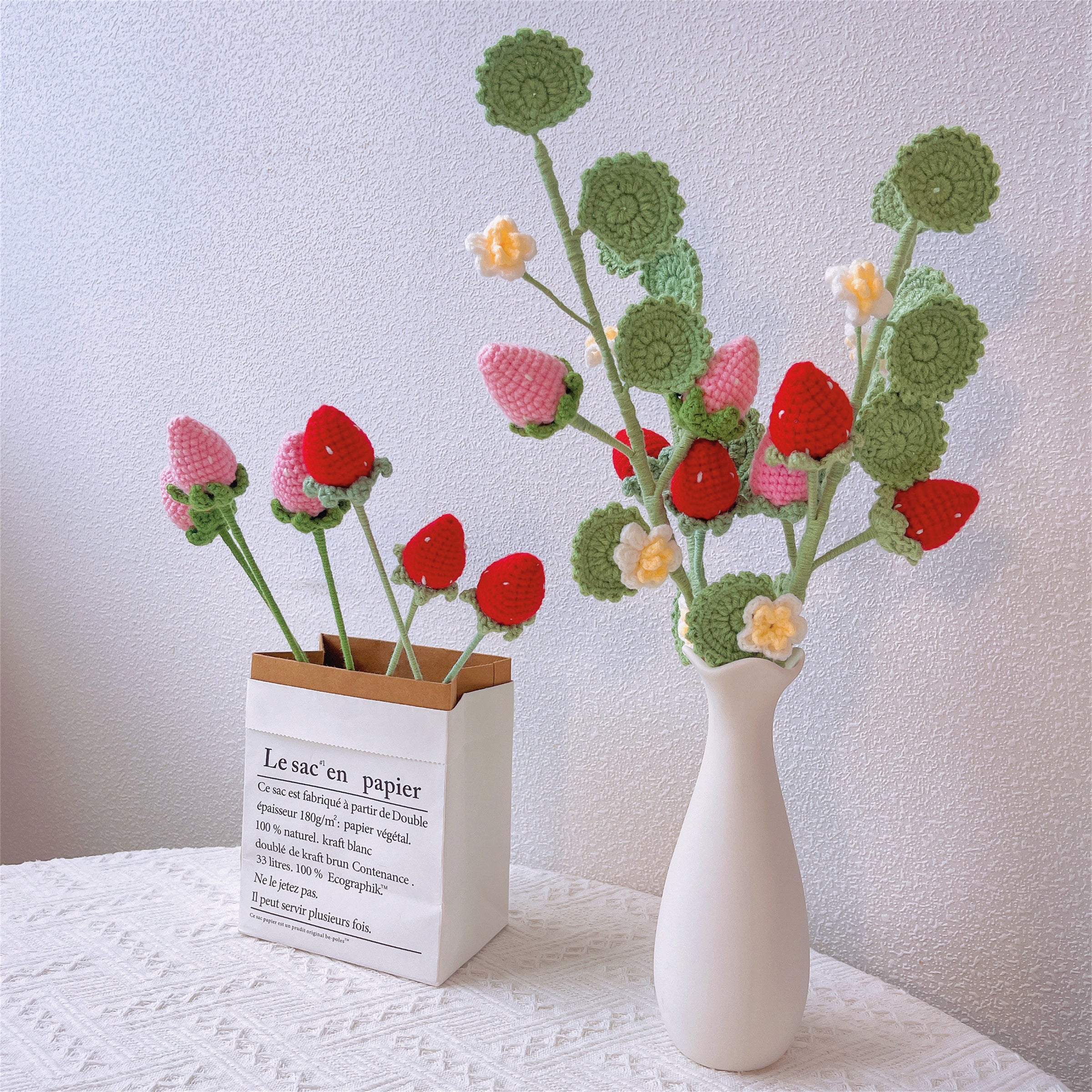 Sweet Strawberry Fields: Handcrafted Crochet Strawberry Stake for a Charming Garden Decor"