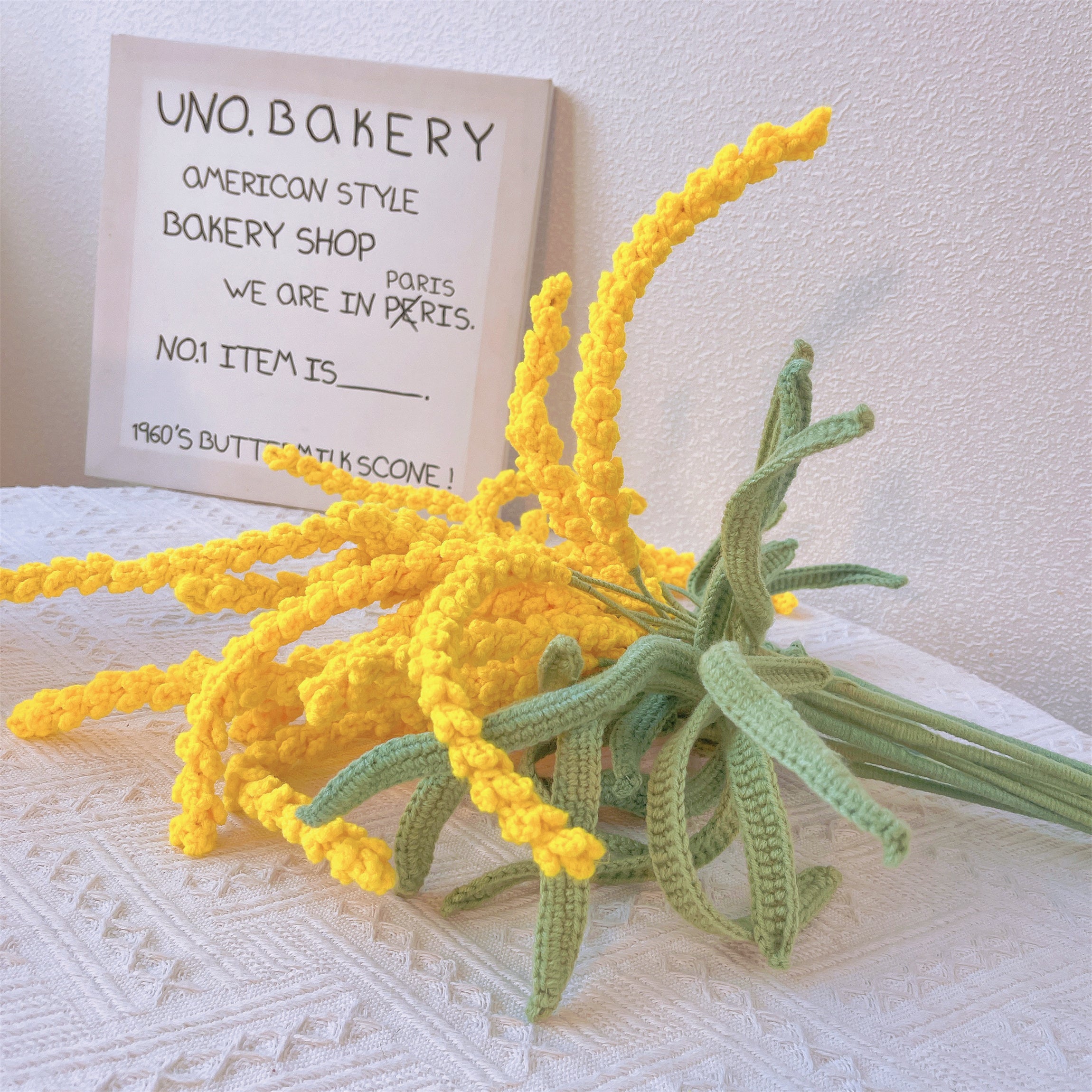 Rustic Charm: Handcrafted Crochet Barley Stake for a Natural Garden Decor bouquet