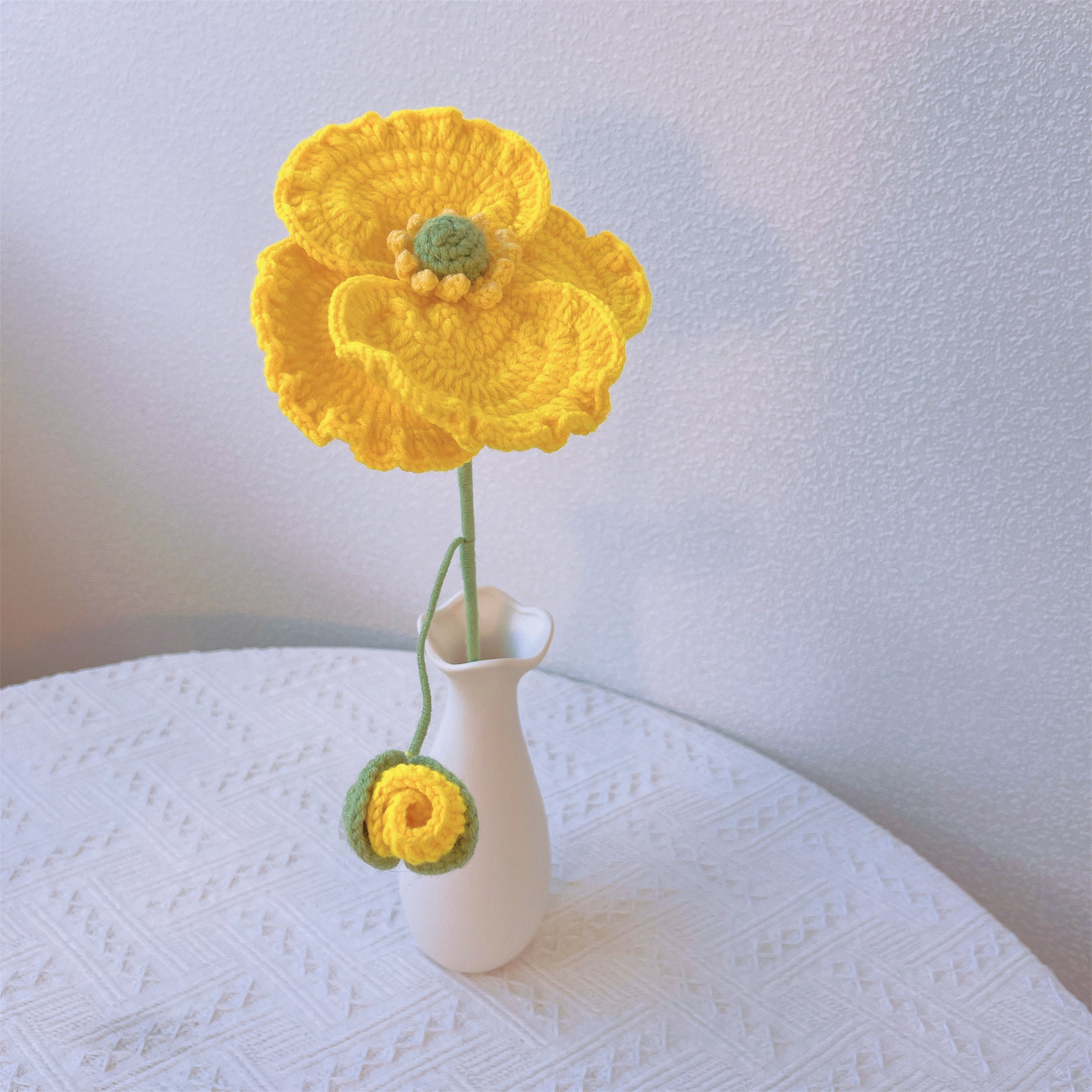 Hand Crochet Ready-to-Vase Floral Bouquet - Hypoallergenic Artificial Protea, Ranunculus, Tulip, Poppy, Rose Arrangement - Spring Home Decor, Wedding Gift, Anniversary, Mother’s Day