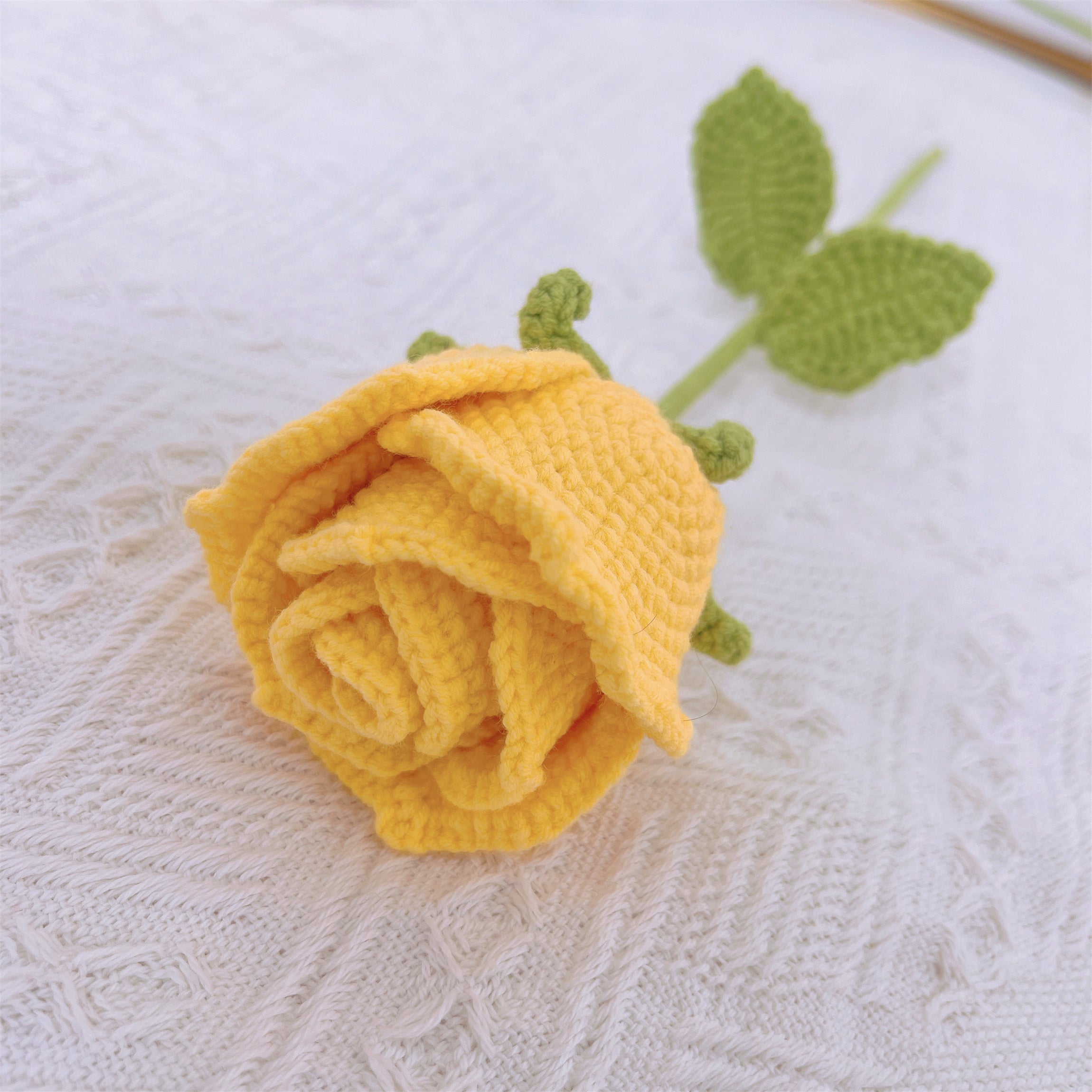 Handmade Crochet Cup Shape Roses - Yarn Crafted, Home Decor, Gift Idea, Unique and Elegant, Symbolic Flower, Fathers Day Gifts from Daughter