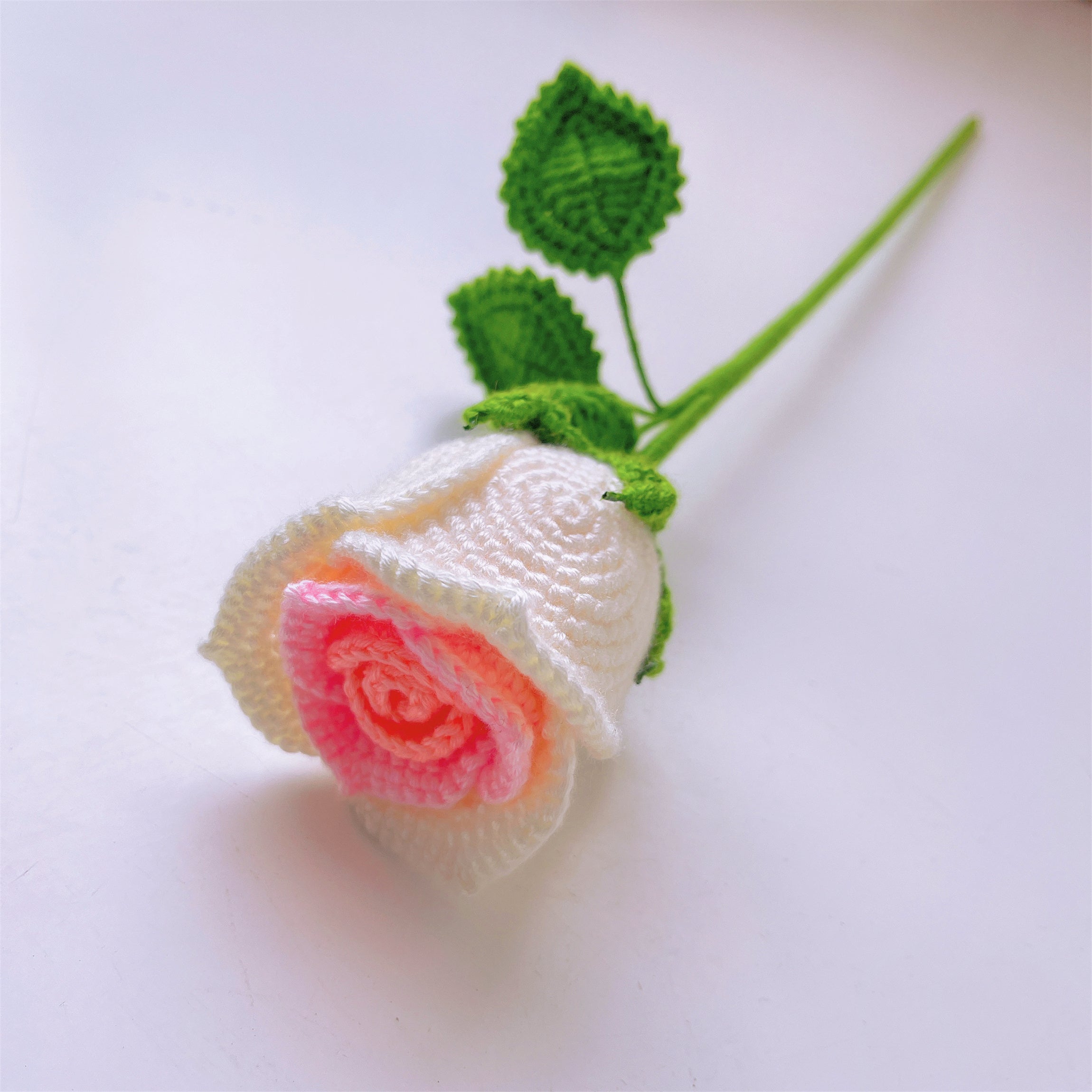 Handmade Crochet Cup Shape Roses - Yarn Crafted, Home Decor, Gift Idea, Unique and Elegant, Symbolic Flower, Fathers Day Gifts from Daughter