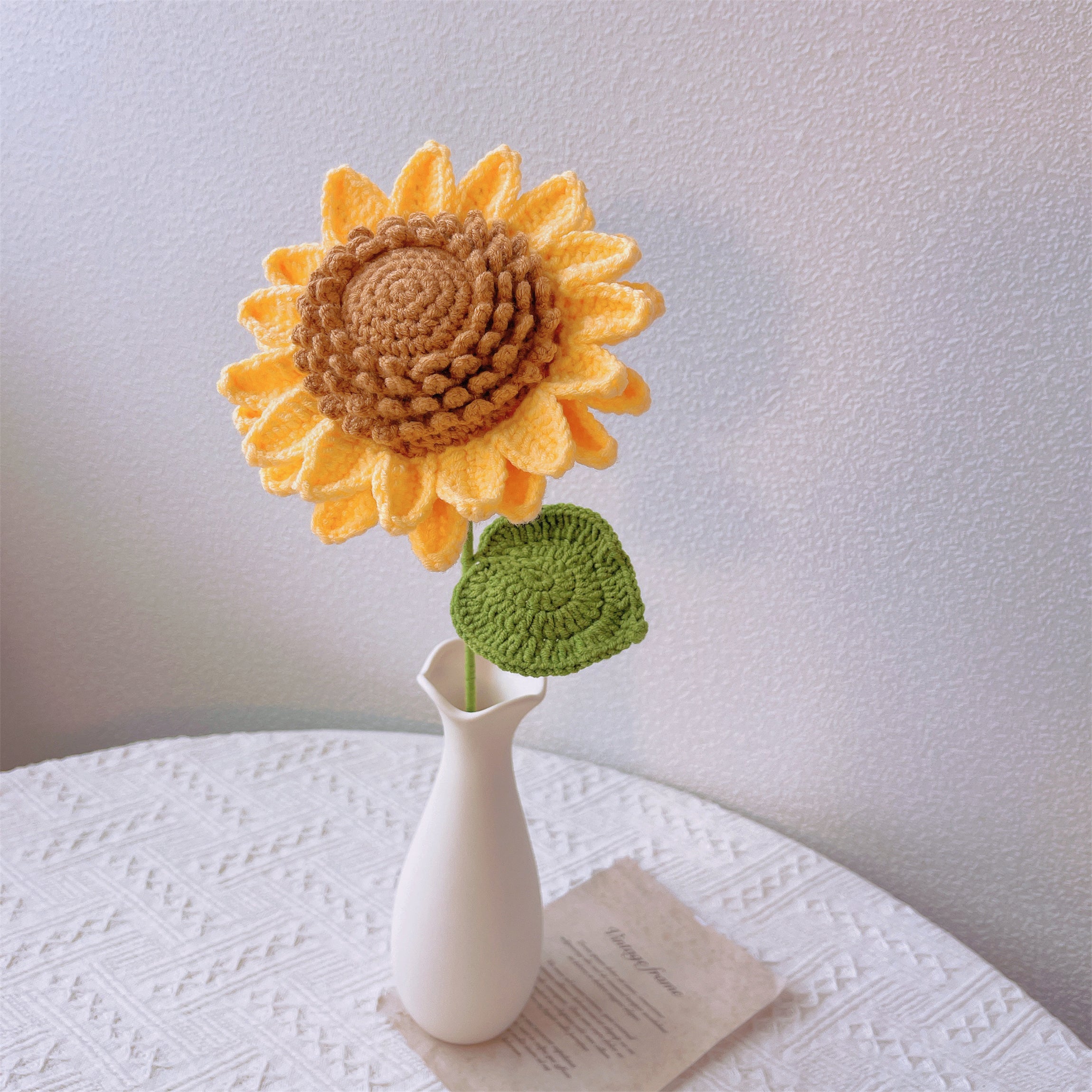 Handcrafted Bouquet of Large Sunflowers, White Lily of The Valley, White Chamomile, Yellow Roses, and White Baby's Breath - A Symbol of Joy, Purity, Love, Confession, Apology
