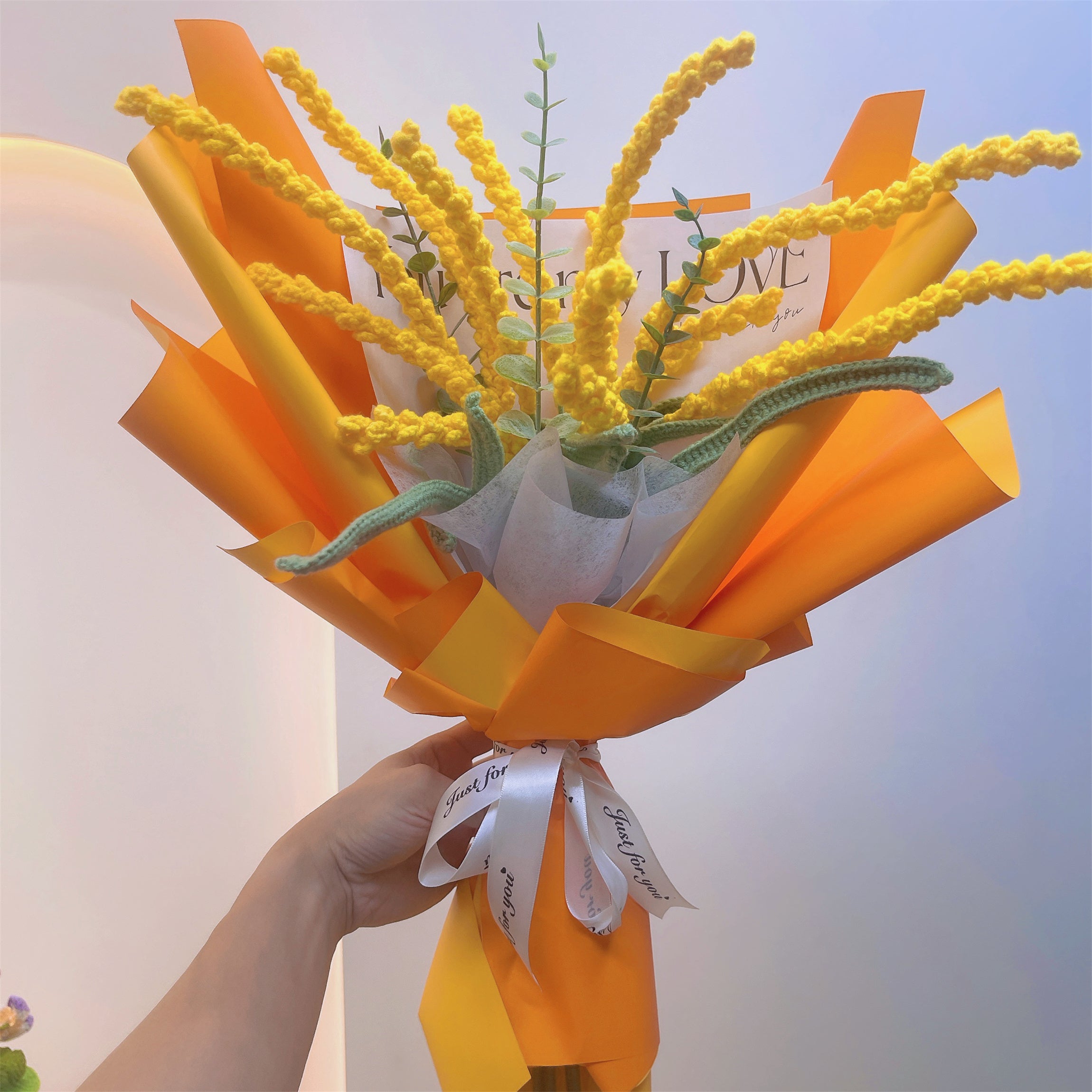 Rustic Charm: Handcrafted Crochet Barley Stake for a Natural Garden Decor bouquet