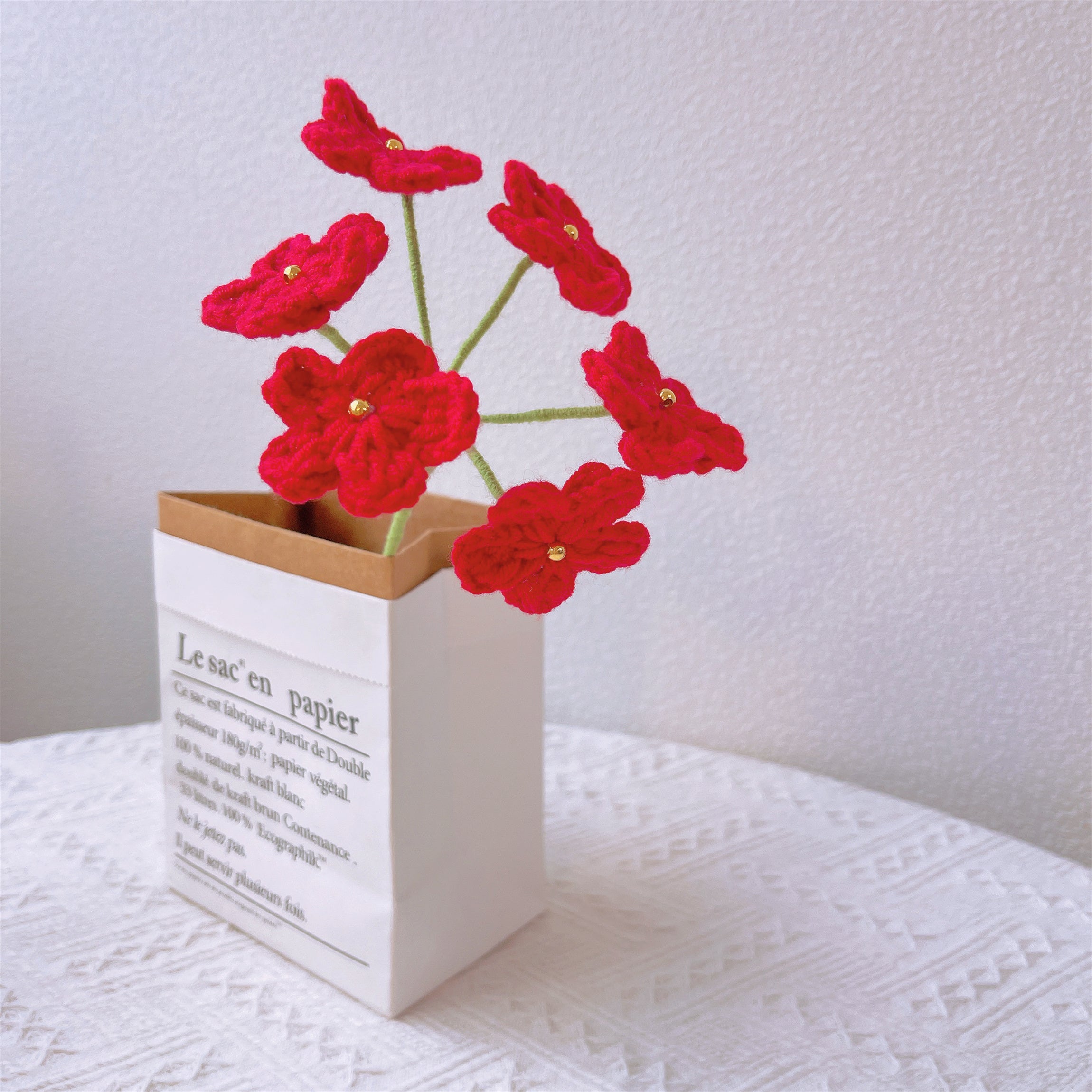 Crochet Forget-me-not Knitted Flowers - Bouquet Arrangement, Flowers for Vase, Table Decor, Centerpiece, Wedding Decoration, Unique Decor