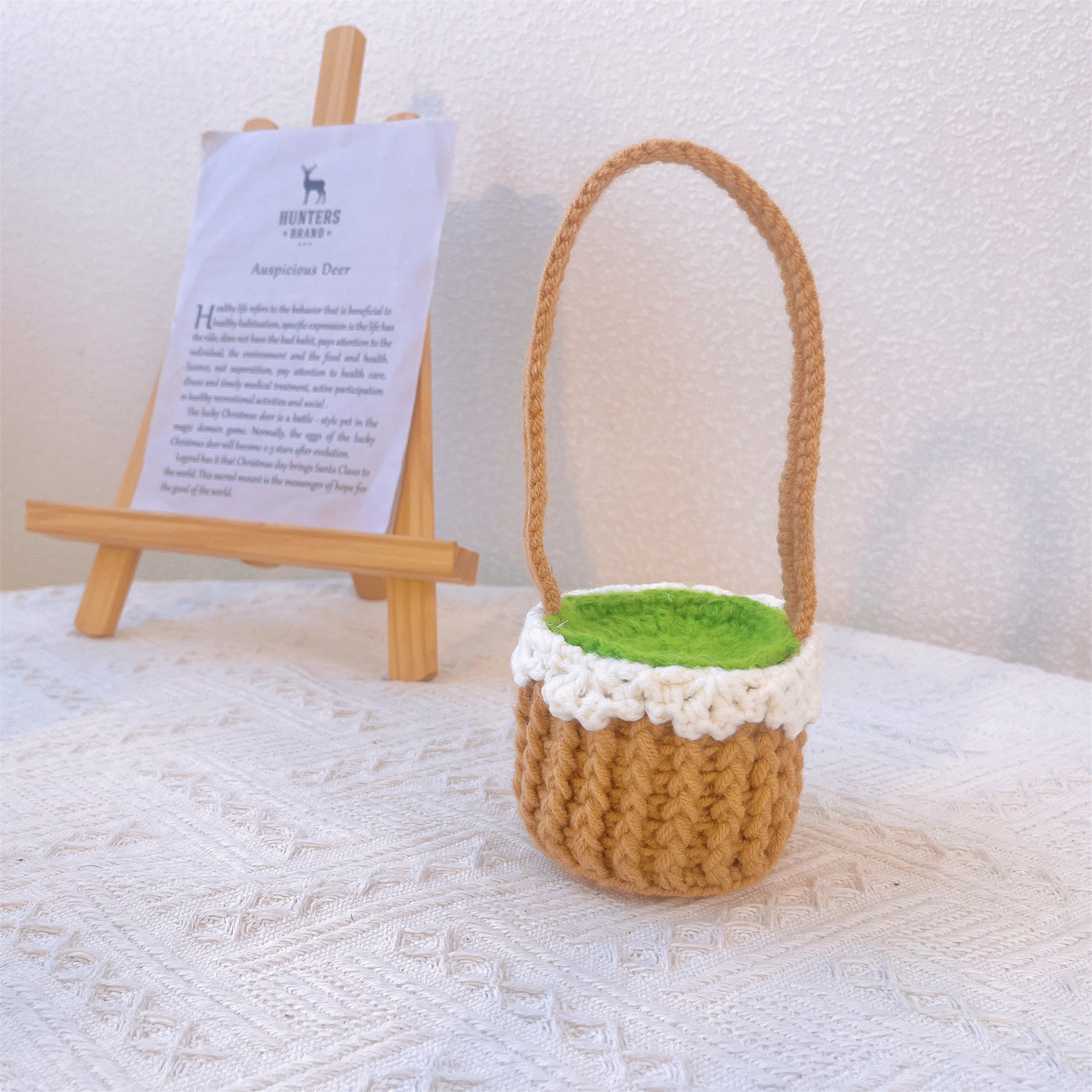 Boho Crochet Sunflower Basket - Handcrafted Home Decoration