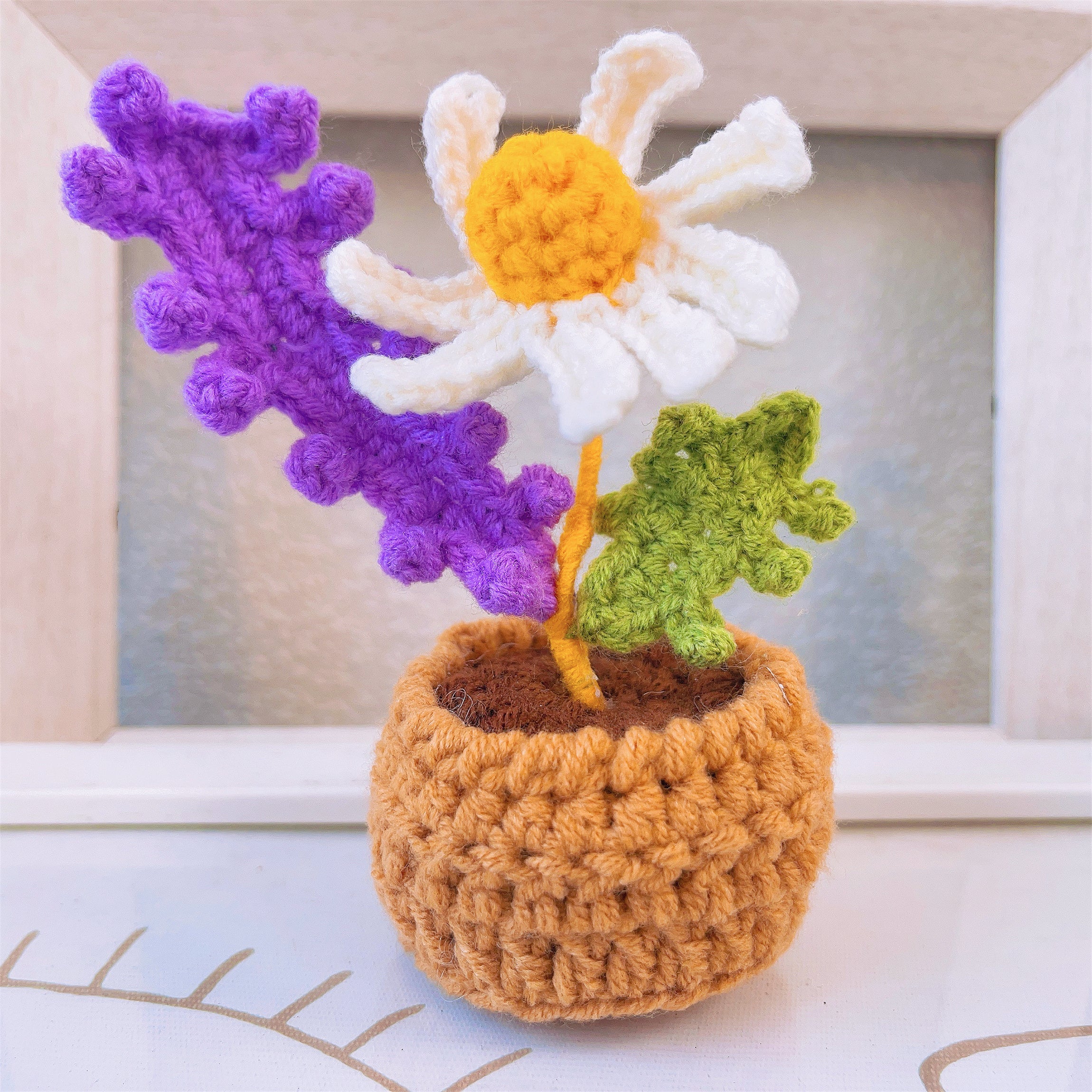 Handcrafted Crochet Supportive Pickle and Blossomed Pot Bundle Set (Custom / Personalized Text Available) - Surgery Recovery Get Well Soon Hospitalization Post Care Congrats Cute Birthday Gift