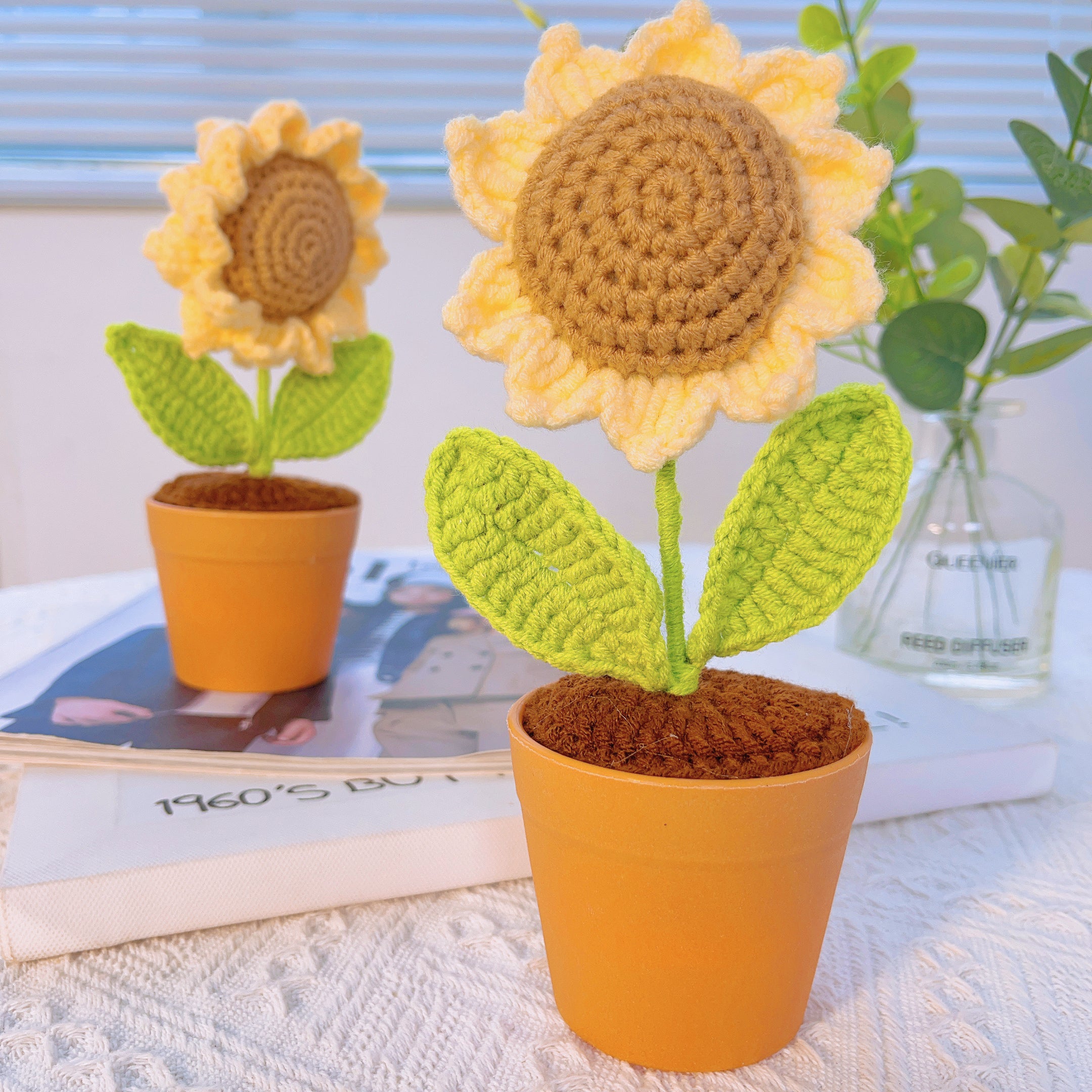 Handmade Crochet Sunflower Plant - Realistic Faux Flower - Unique Home Decor - Perfect Gift for Plant Lovers - Handcrafted