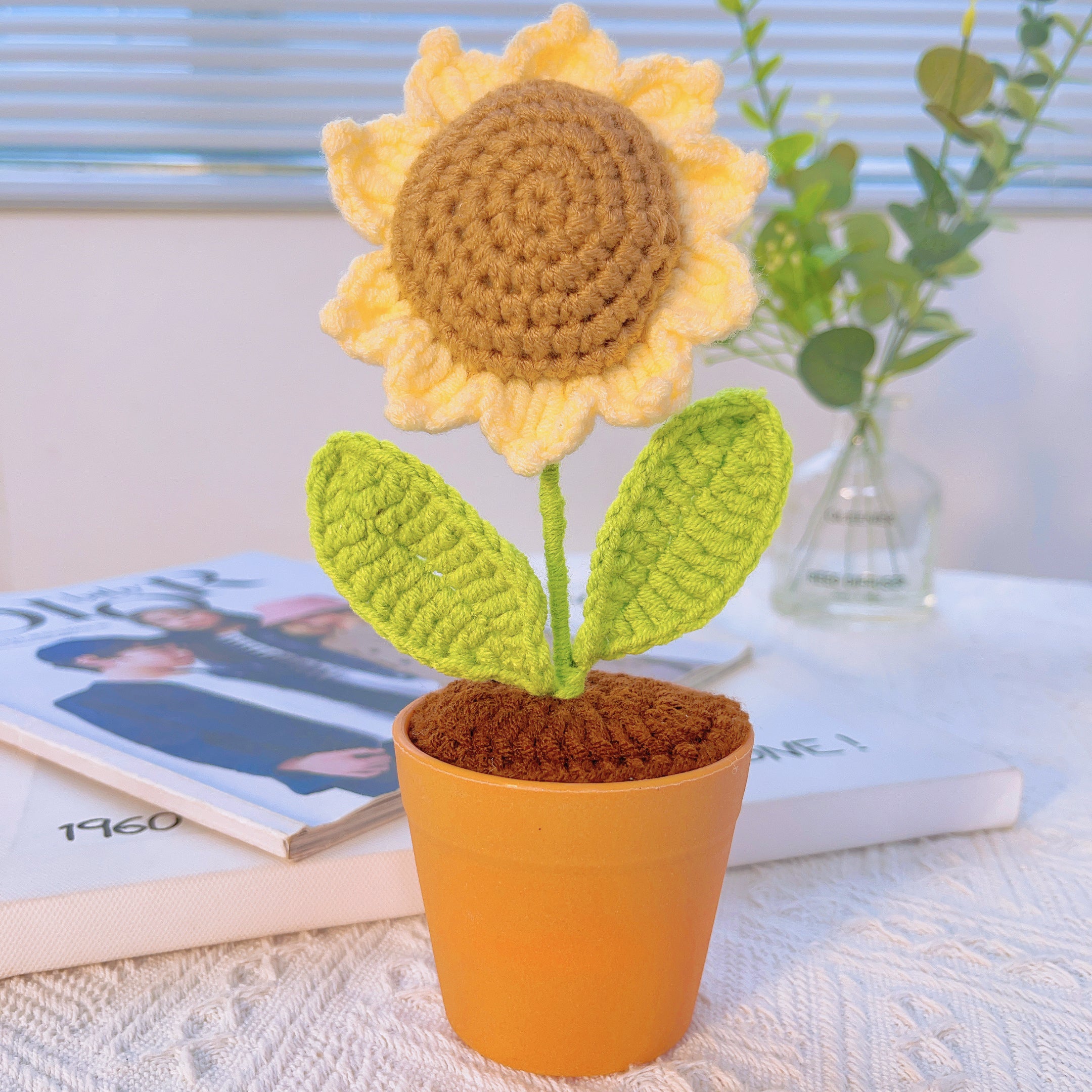 Handmade Crochet Sunflower Plant - Realistic Faux Flower - Unique Home Decor - Perfect Gift for Plant Lovers - Handcrafted