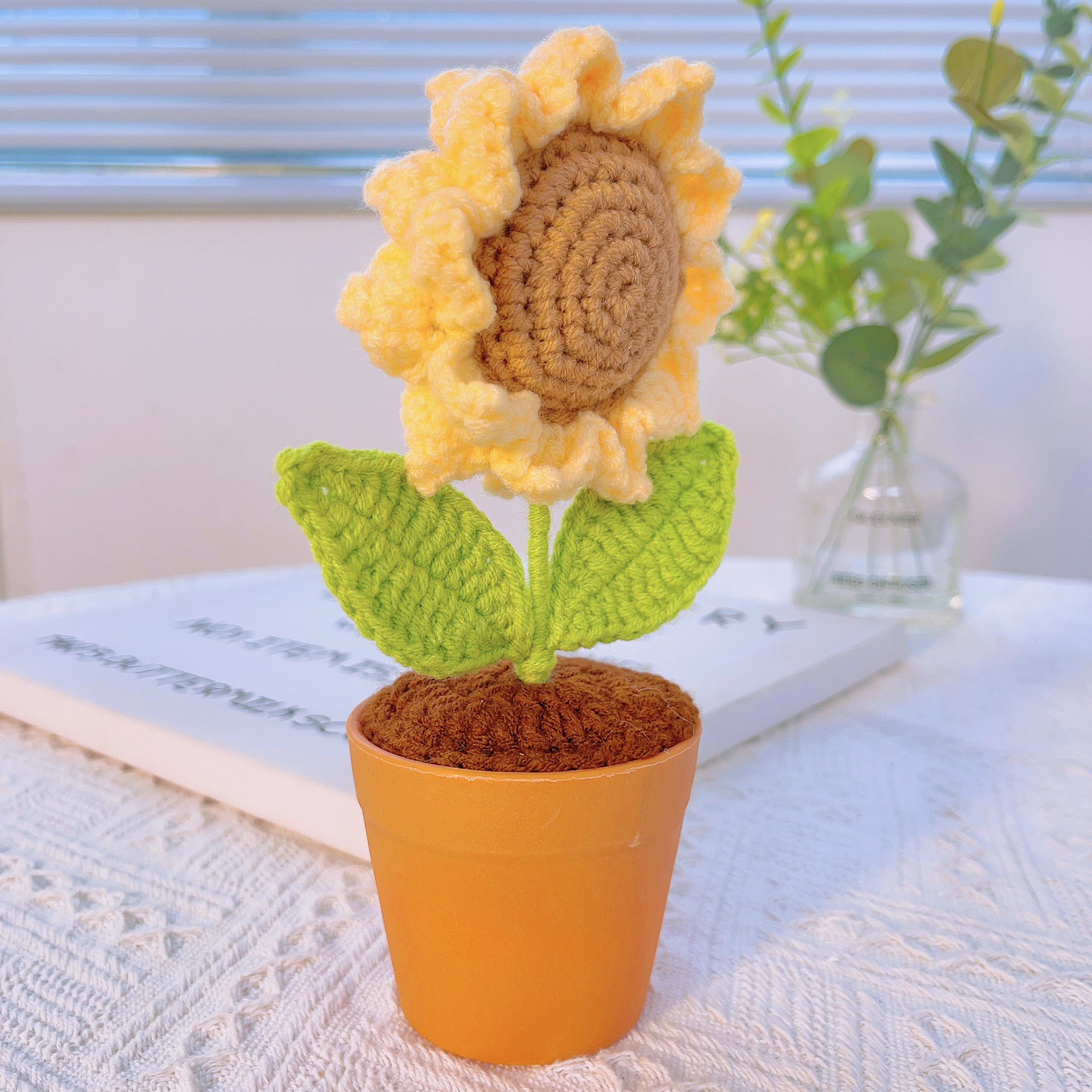 Handmade Crochet Sunflower Plant - Realistic Faux Flower - Unique Home Decor - Perfect Gift for Plant Lovers - Handcrafted