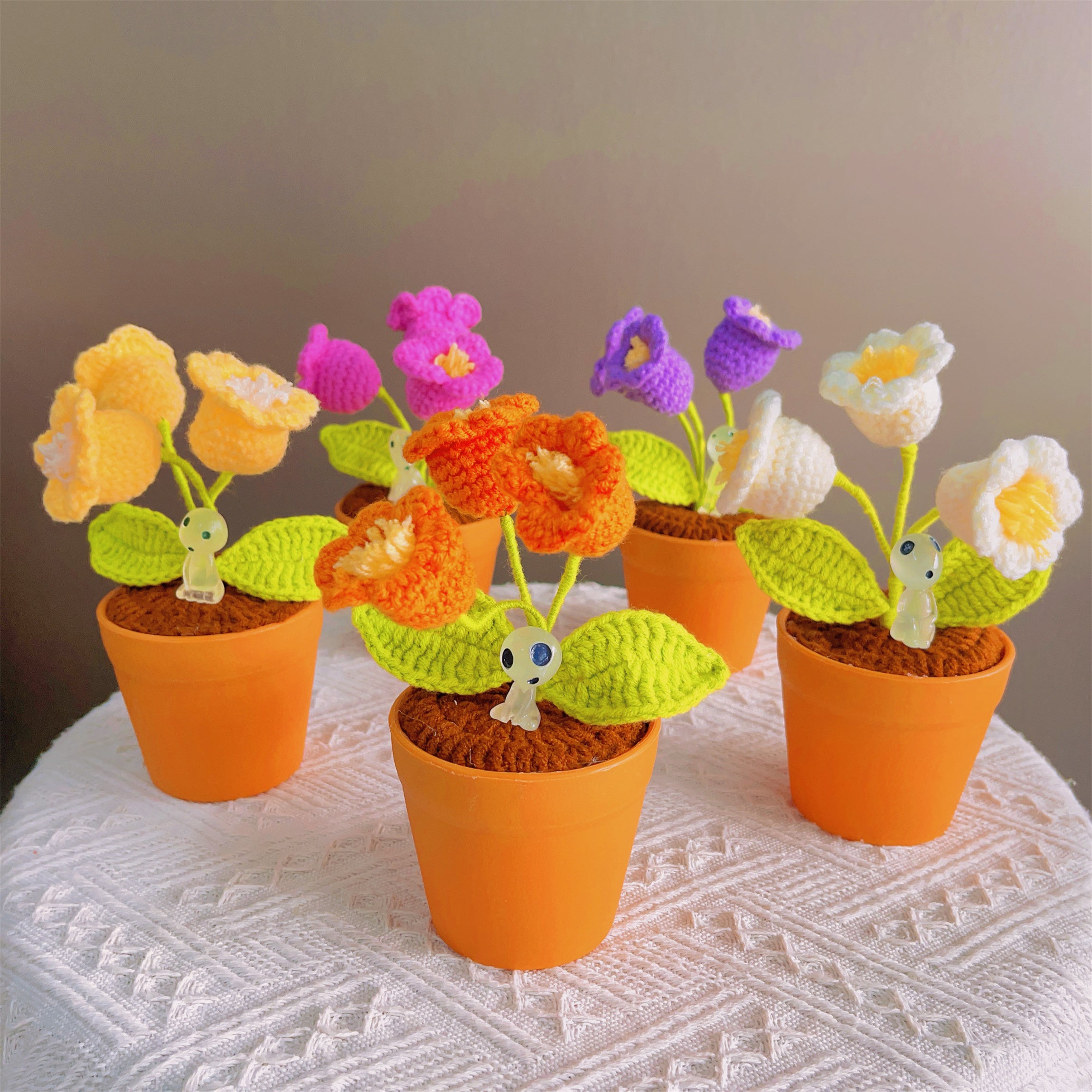 Handmade Crochet Lily of the Valley Plant - Glowing LED Flowers - Unique Home Decor - Perfect Gift for Plant Lovers - Yarn Handcrafted