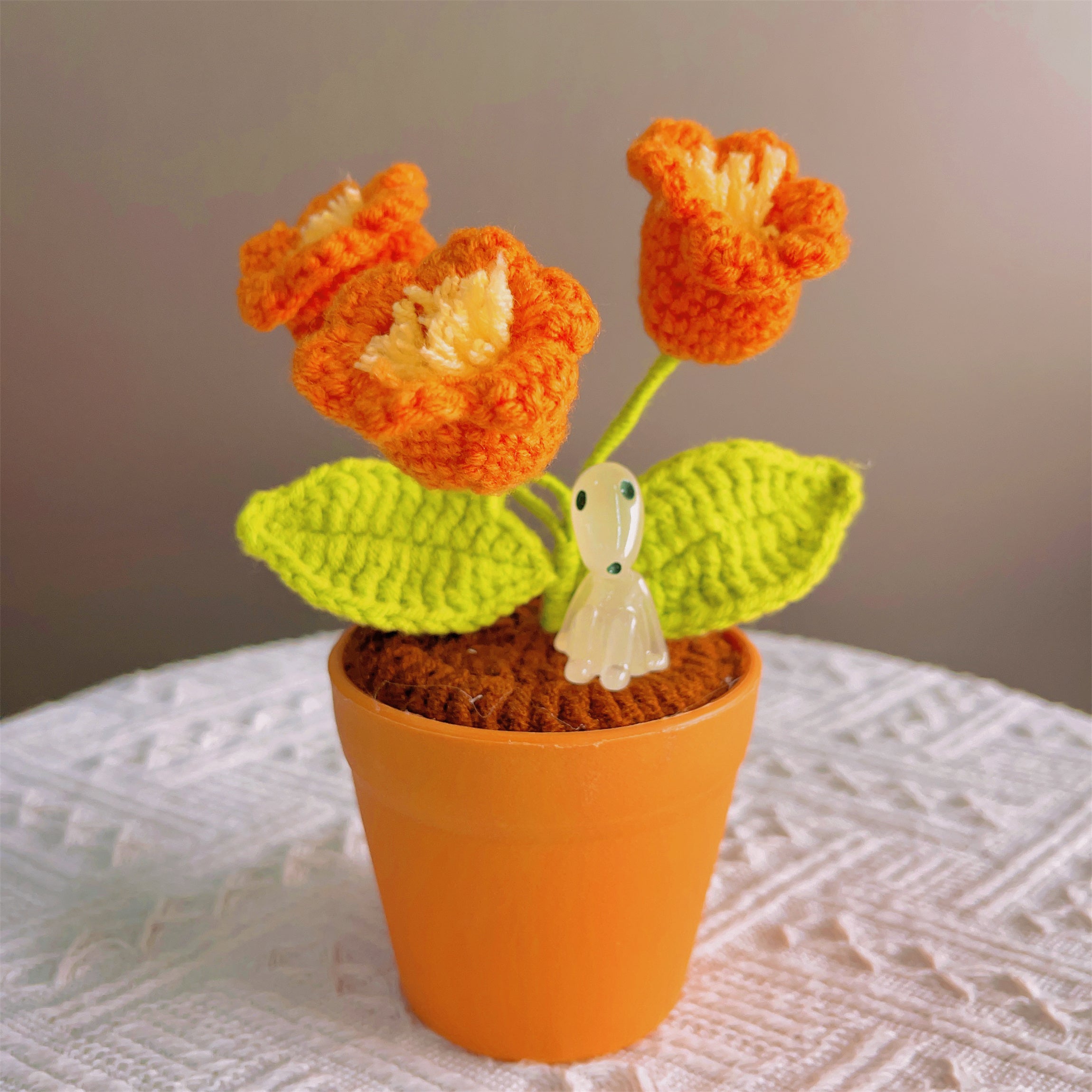 Handmade Crochet Lily of the Valley Plant - Glowing LED Flowers - Unique Home Decor - Perfect Gift for Plant Lovers - Yarn Handcrafted