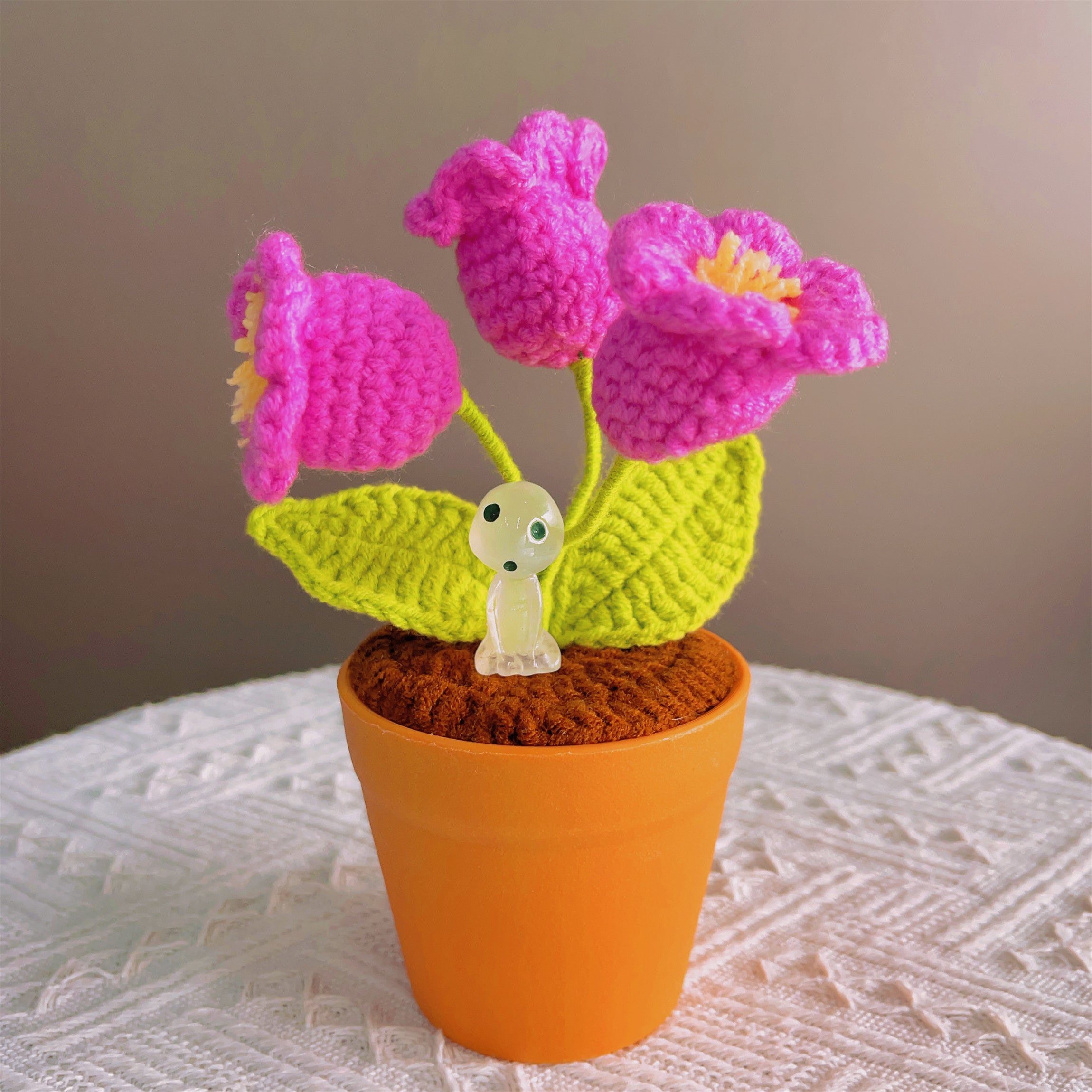 Handmade Crochet Lily of the Valley Plant - Glowing LED Flowers - Unique Home Decor - Perfect Gift for Plant Lovers - Yarn Handcrafted