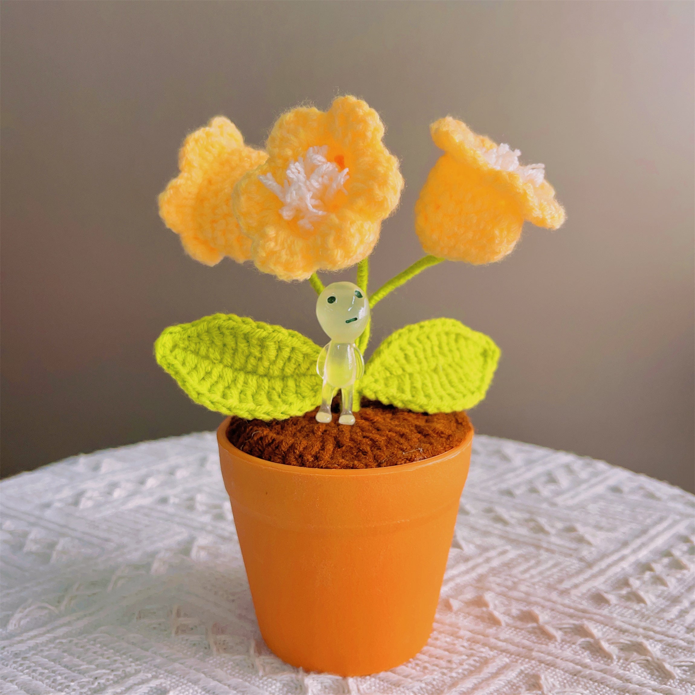Handmade Crochet Lily of the Valley Plant - Glowing LED Flowers - Unique Home Decor - Perfect Gift for Plant Lovers - Yarn Handcrafted