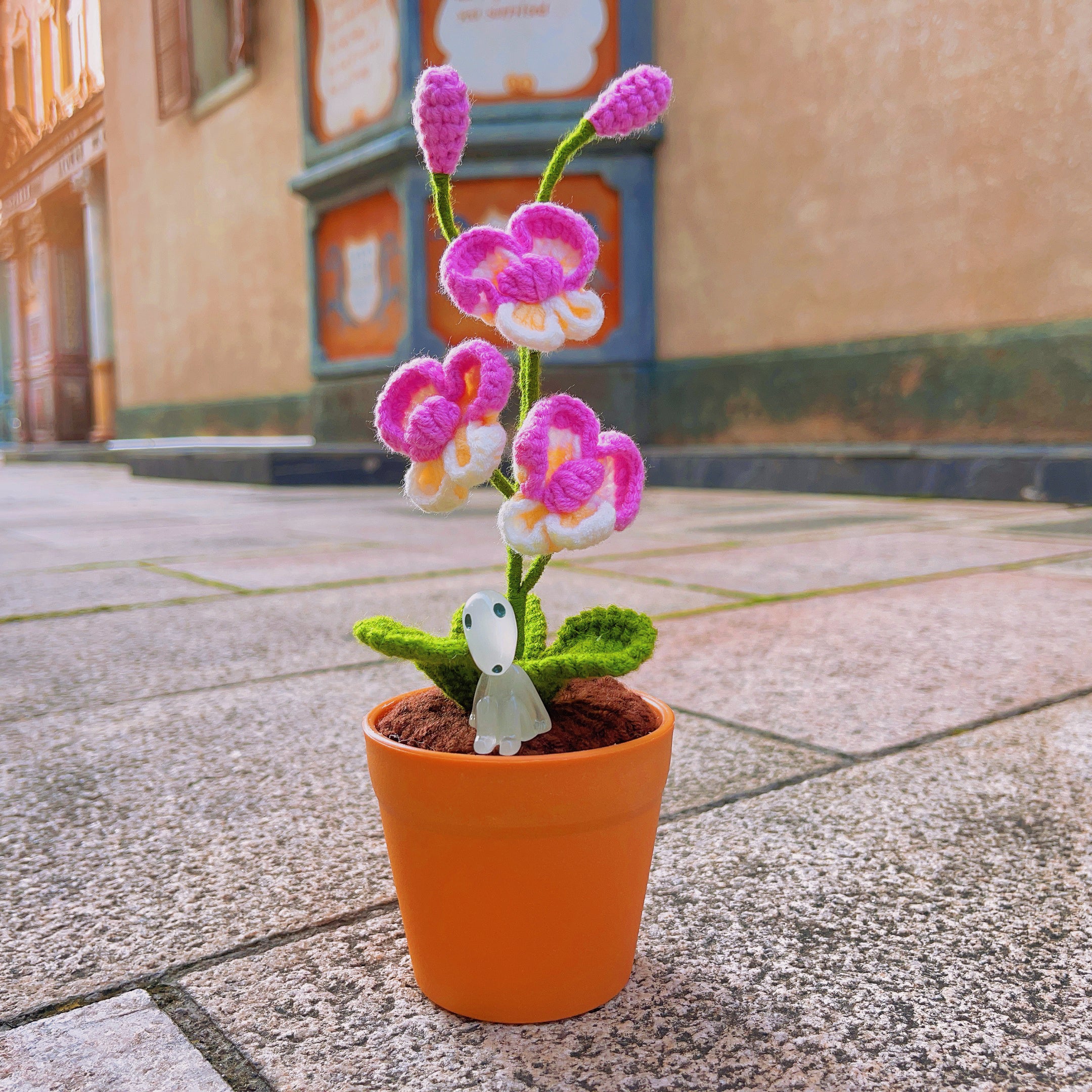 Handmade Crochet Butterfly Orchid Plant - Realistic Faux Flower - Unique Home Decor - Plant Lovers - Handcrafted - Phalaenopsi - Single Stem