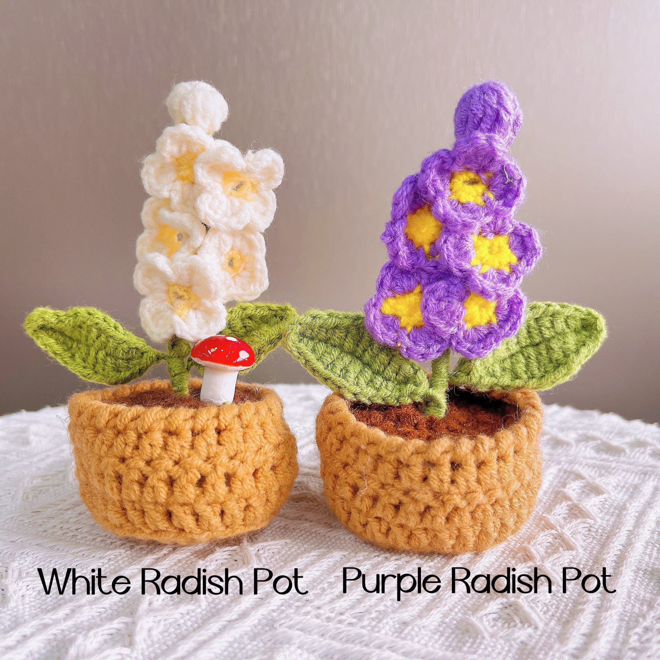 Handcrafted Crochet Supportive Pickle and Blossomed Pot Bundle Set (Custom / Personalized Text Available) - Surgery Recovery Get Well Soon Hospitalization Post Care Congrats Cute Birthday Gift