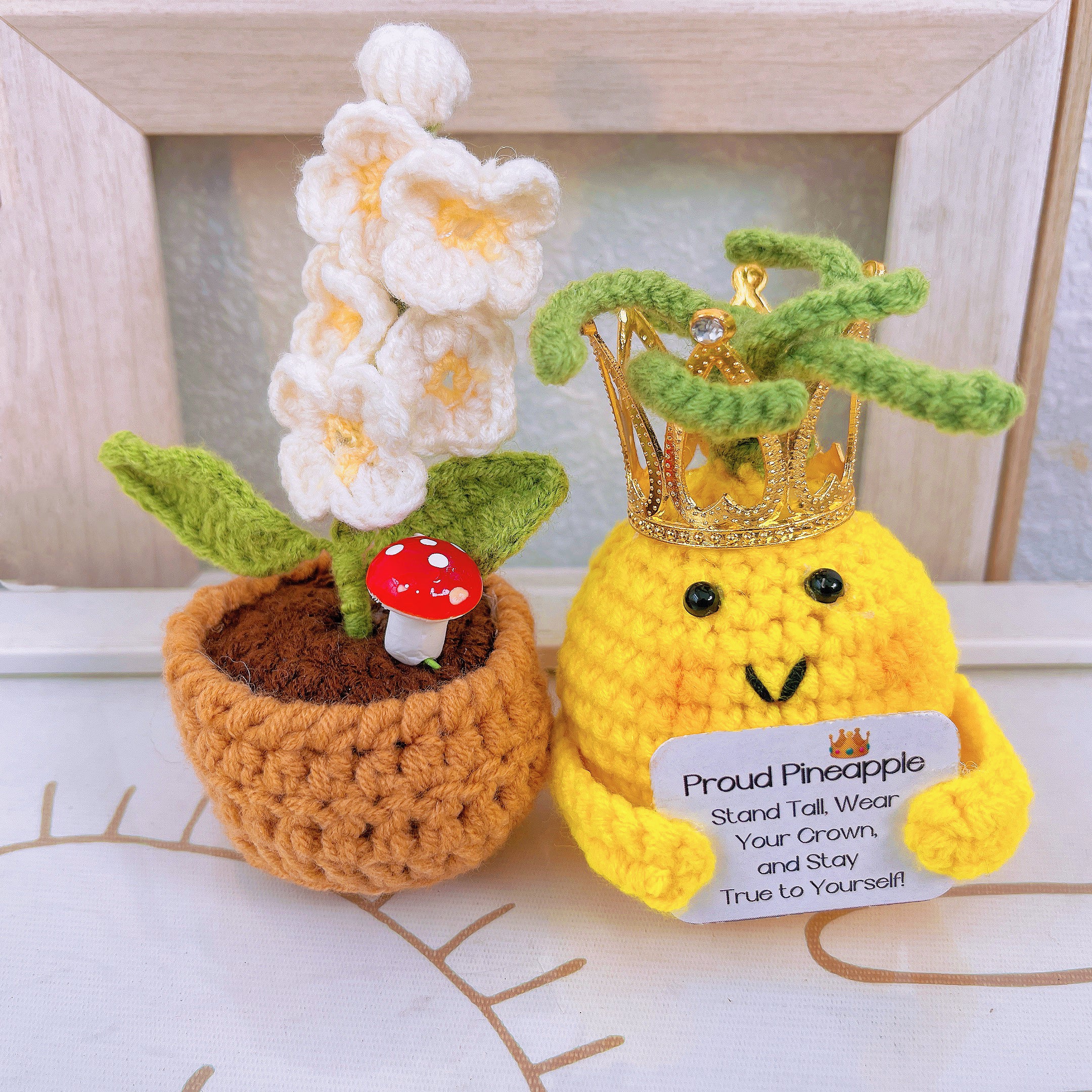 Personalized Text Crochet Proud Pineapple and Pot Bundle Set