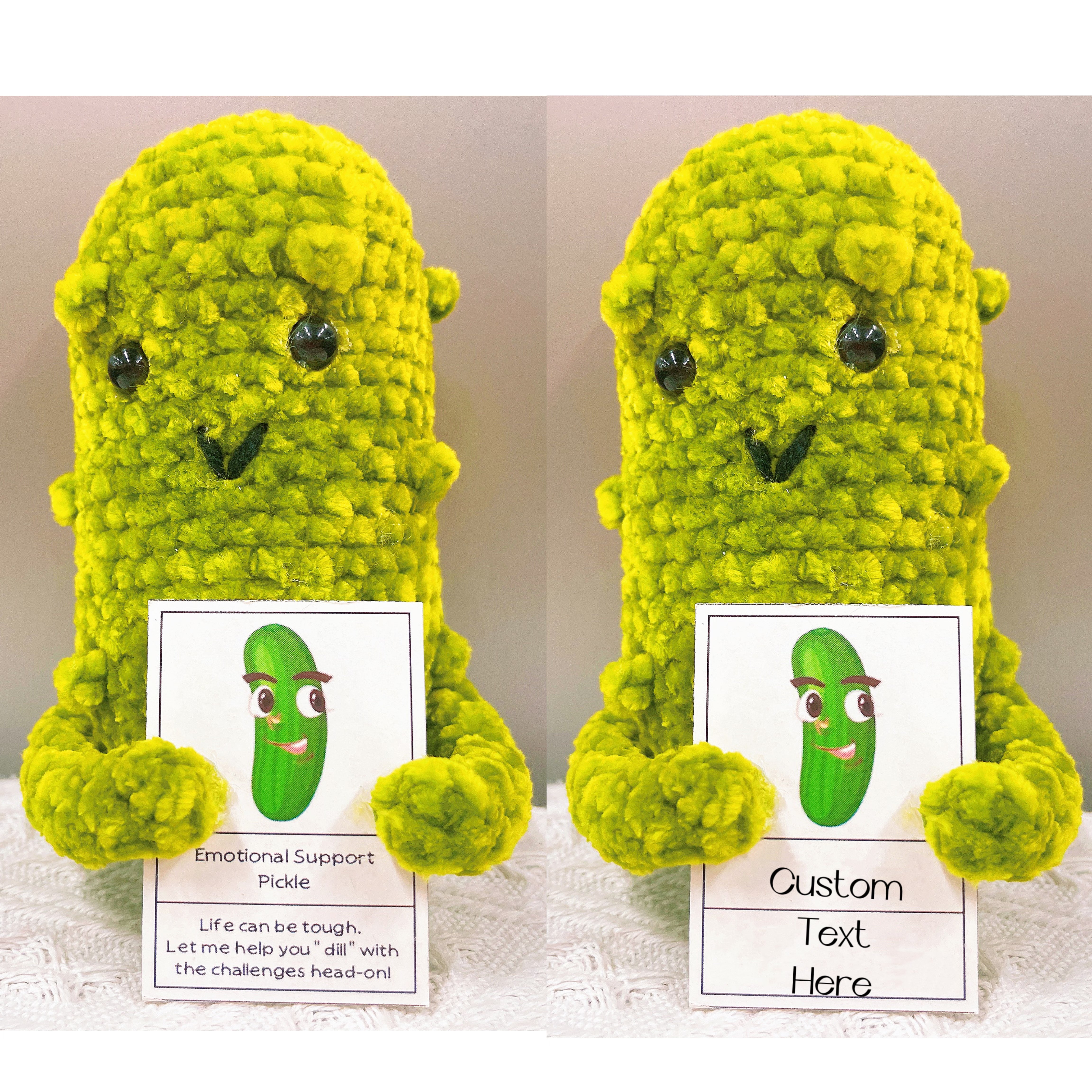 Handcrafted Crochet Supportive Pickle and Blossomed Pot Bundle Set (Custom / Personalized Text Available) - Surgery Recovery Get Well Soon Hospitalization Post Care Congrats Cute Birthday Gift