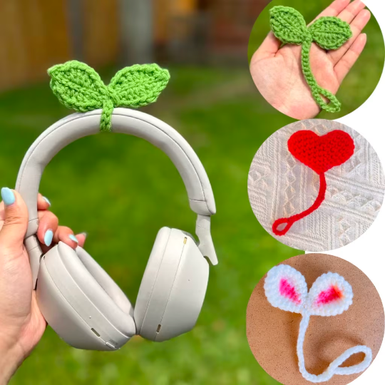 Crochet Sprout Leaf Accessory - Easter Bunny Ear Valentine's Heart Gift
