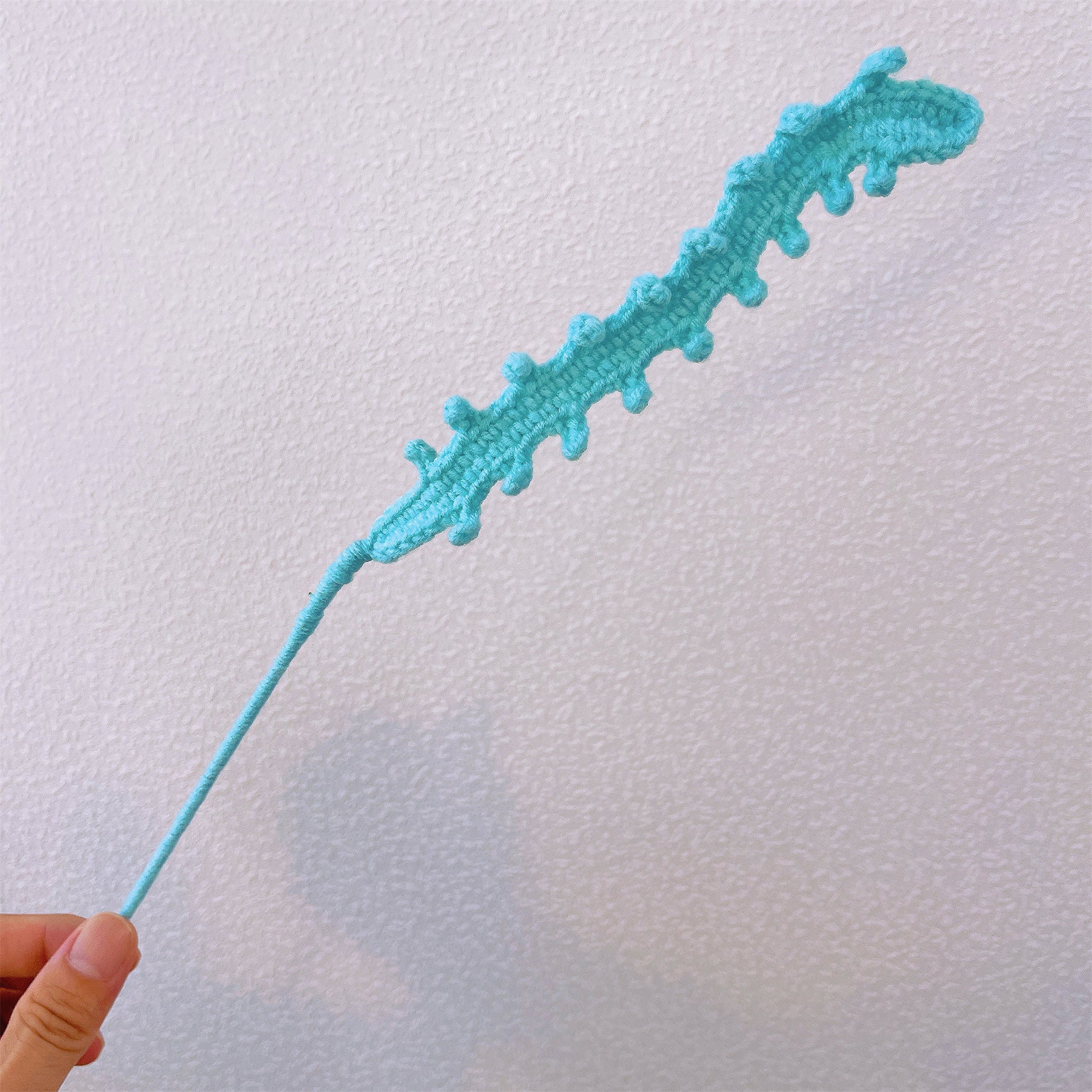 Handmade Embroidered Fern in Vibrant Boxwood Stake