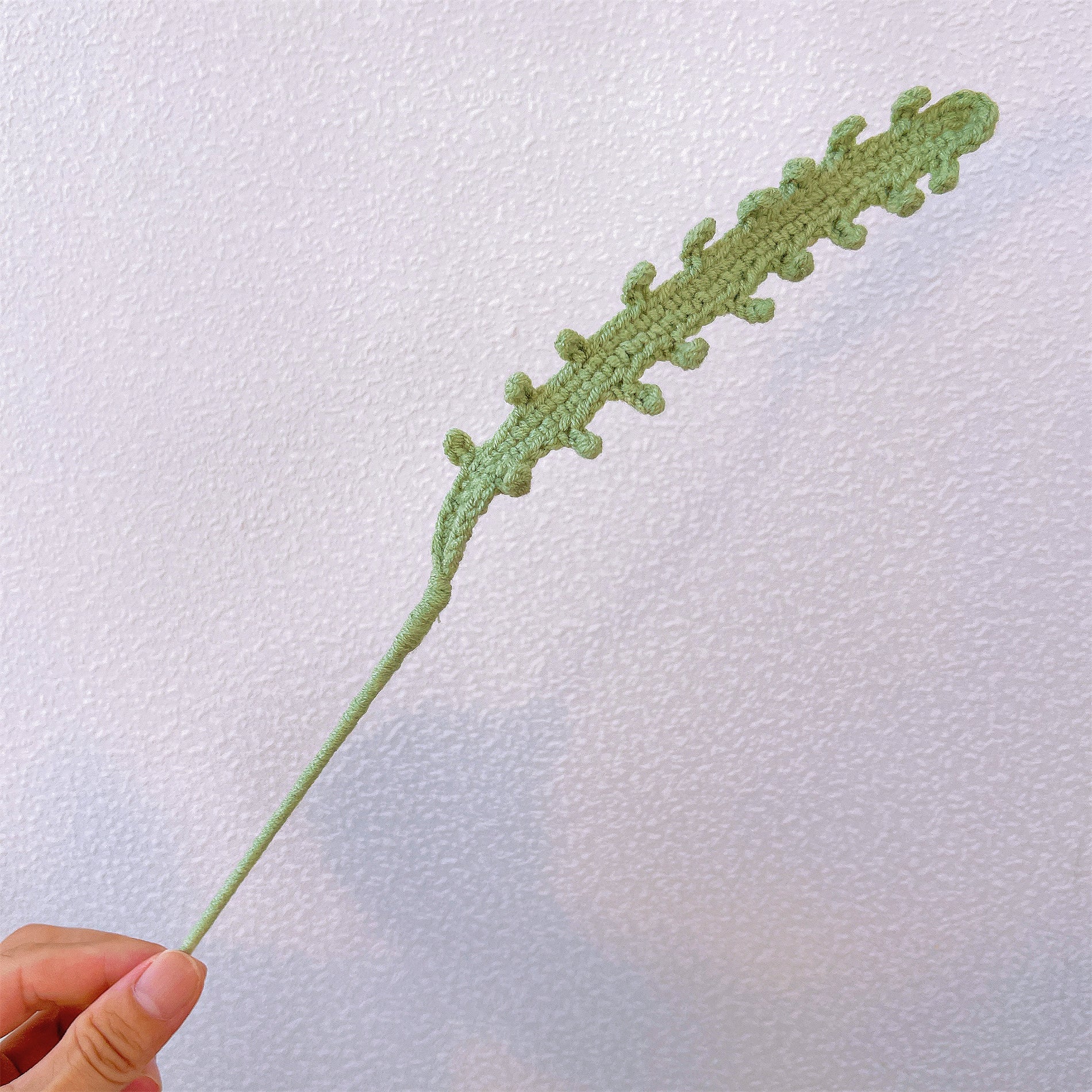 Handmade Embroidered Fern in Vibrant Boxwood Stake