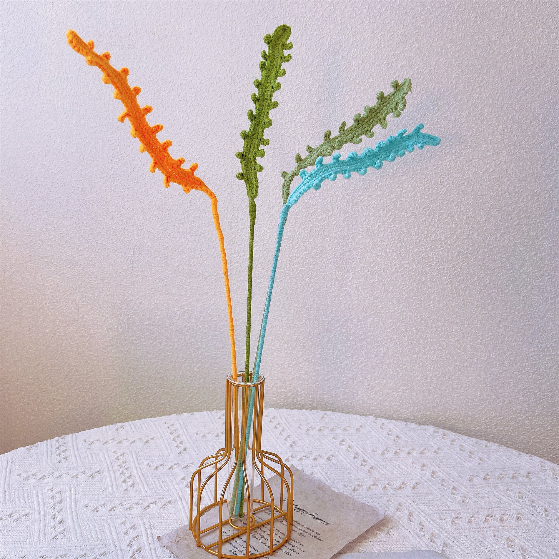 Handmade Embroidered Fern in Vibrant Boxwood Stake