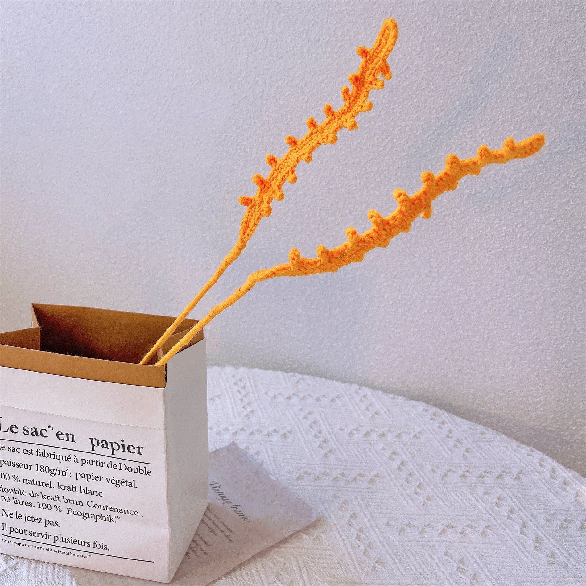 Handmade Embroidered Fern in Vibrant Boxwood Stake