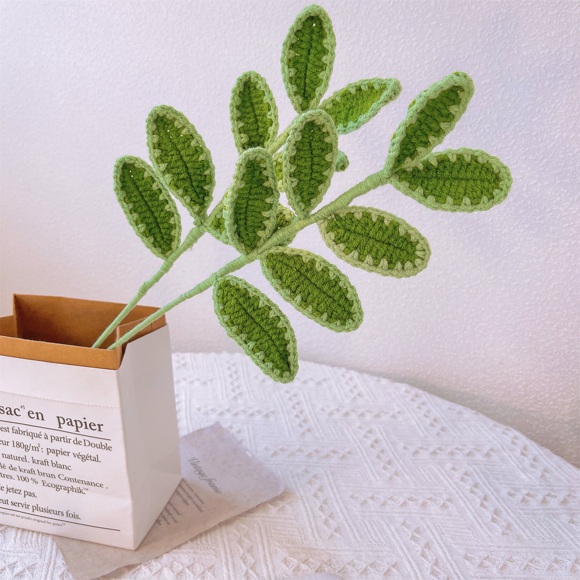 Handmade Crochet Embroidered Lace Decoration Leaf - Wedding Elegant Home Decor Accent for Vase Centerpiece