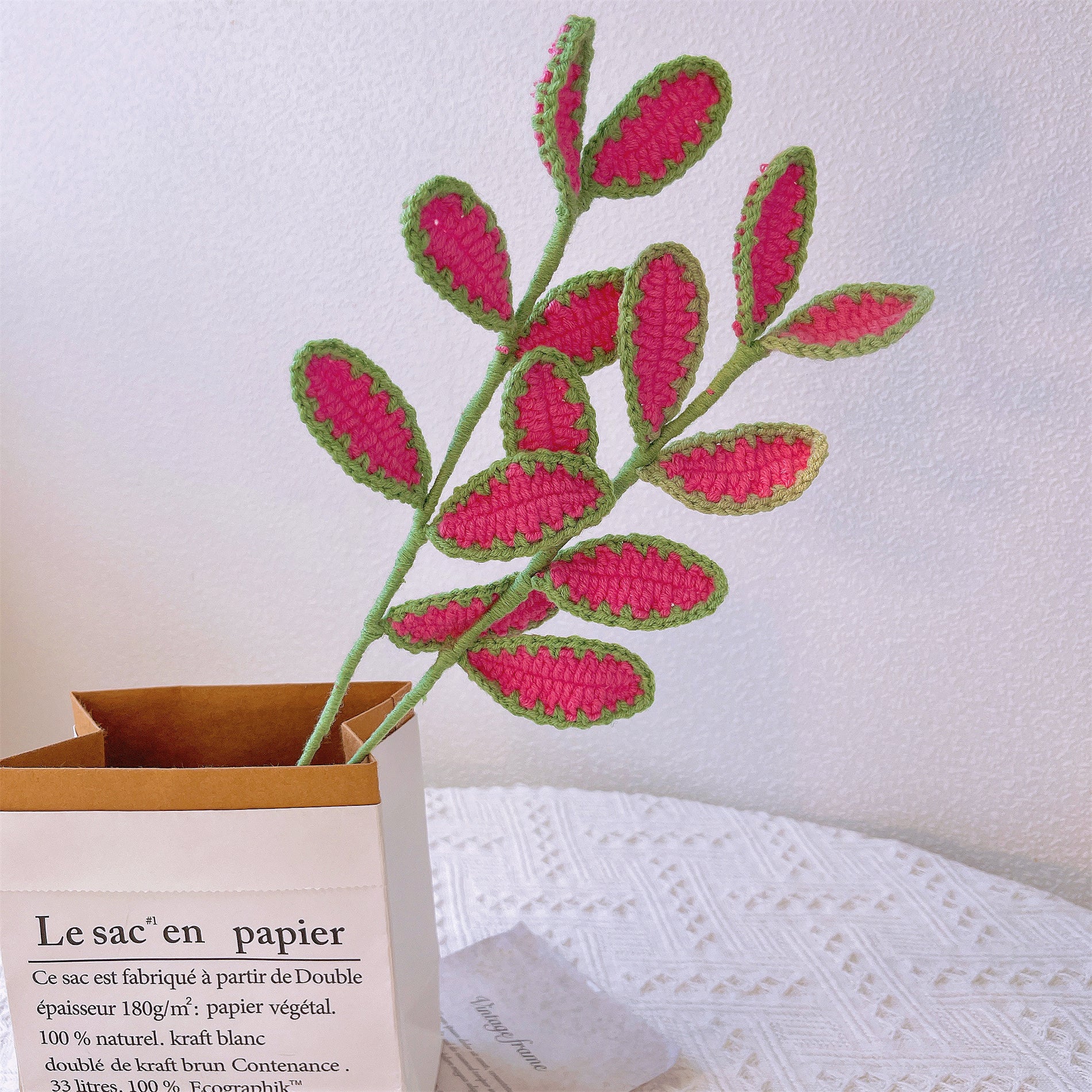 Handmade Crochet Embroidered Lace Decoration Leaf - Wedding Elegant Home Decor Accent for Vase Centerpiece