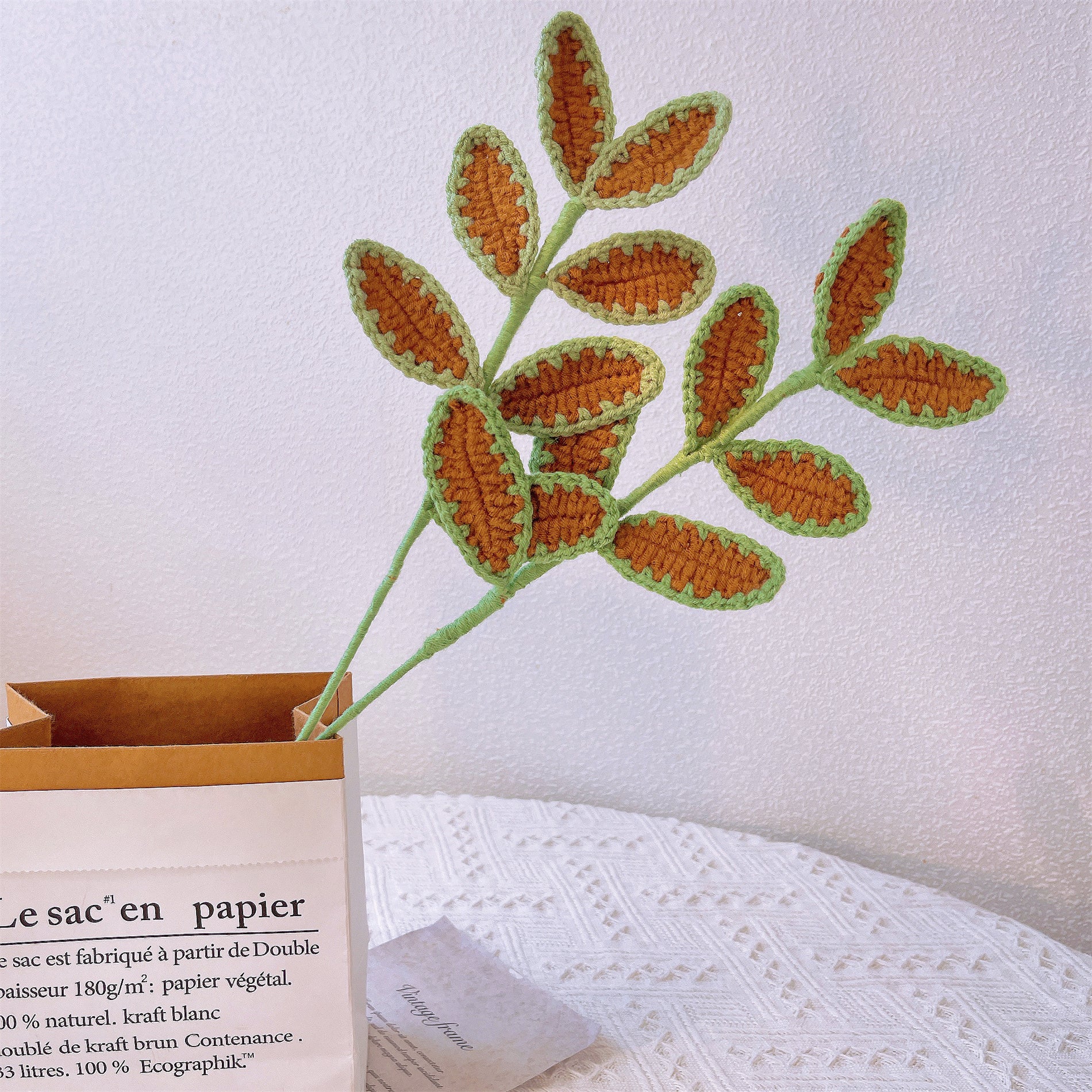 Handmade Crochet Embroidered Lace Decoration Leaf - Wedding Elegant Home Decor Accent for Vase Centerpiece