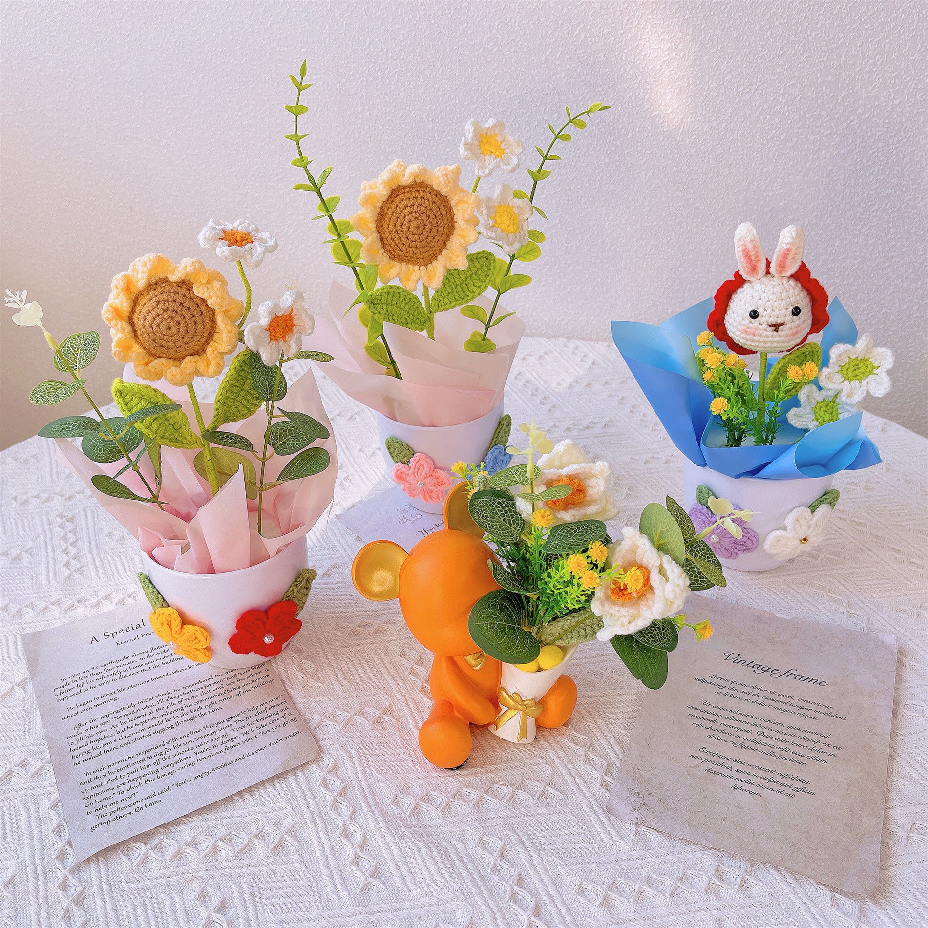 Handcrafted Crocheted Decorative Flower Pot - Unique and Elegant Easter Home Decor Accent (Holding Pot Included)