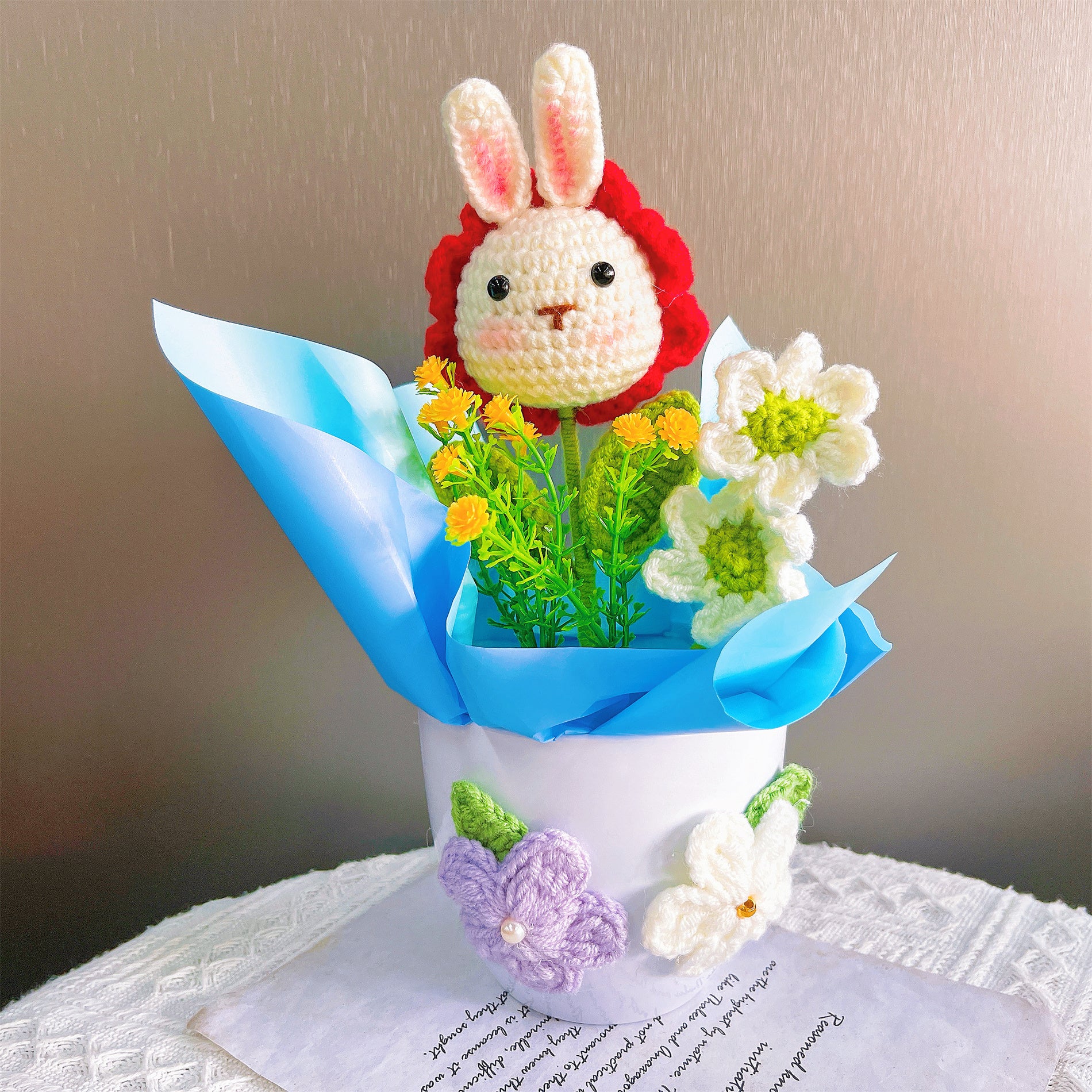 Handcrafted Crocheted Decorative Flower Pot - Unique and Elegant Easter Home Decor Accent (Holding Pot Included)