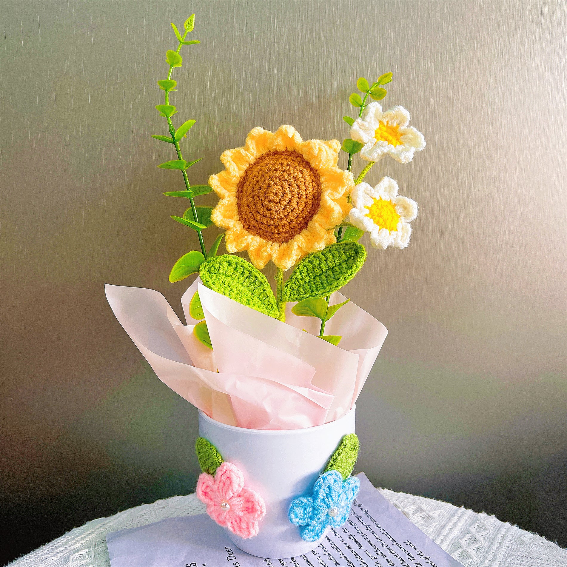 Handcrafted Crocheted Decorative Flower Pot - Unique and Elegant Easter Home Decor Accent (Holding Pot Included)