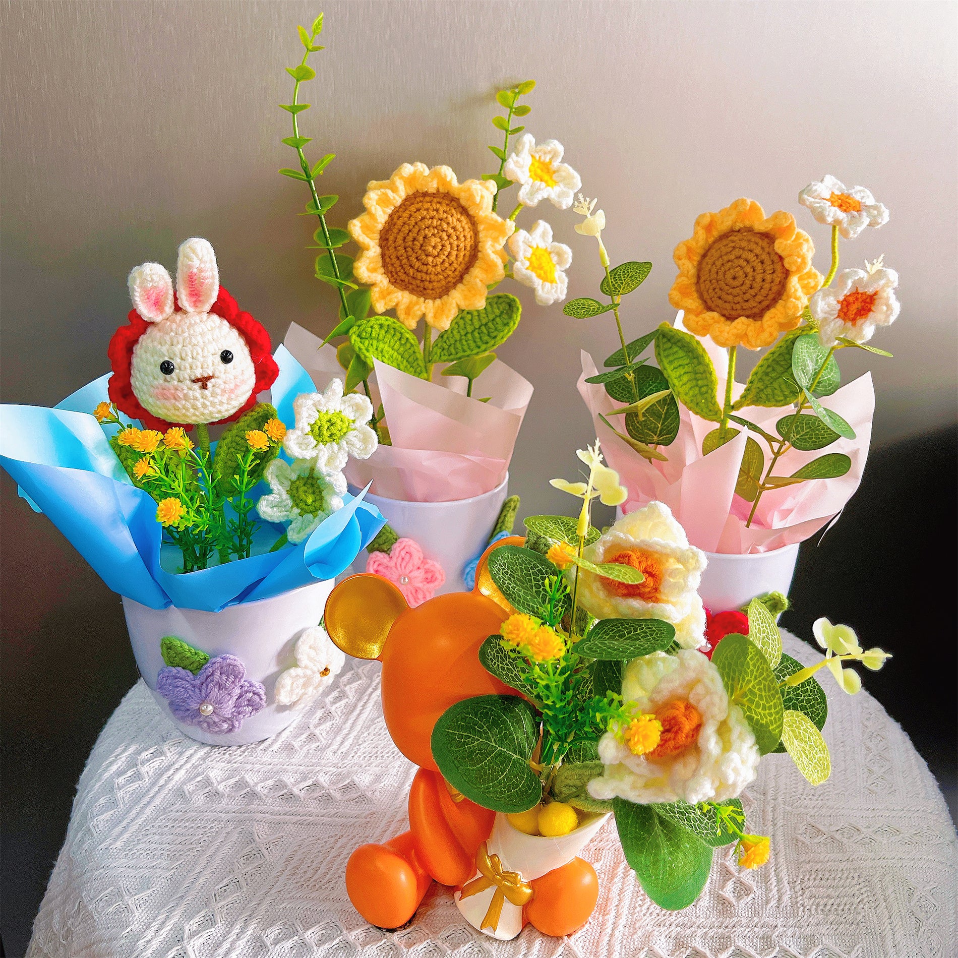 Handcrafted Crocheted Decorative Flower Pot - Unique and Elegant Easter Home Decor Accent (Holding Pot Included)