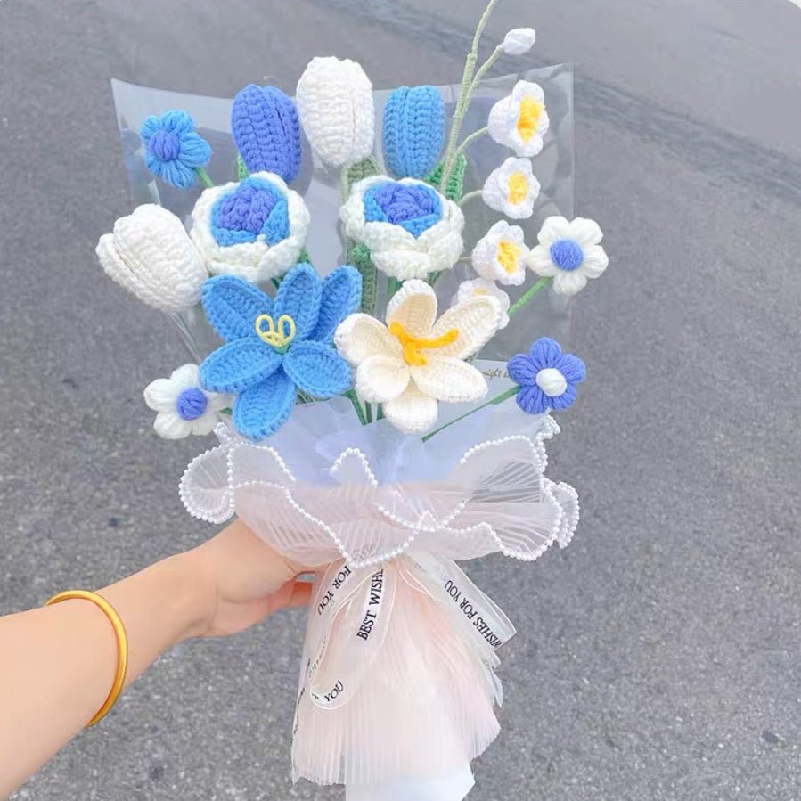 Assorted Handmade Whole Crochet Bouquet Floral Arrangement, Graduation Gifts, Unique Gift Idea for Hay Fever, Mother's Day, Father's Day Gift, Visiting Confession Apology