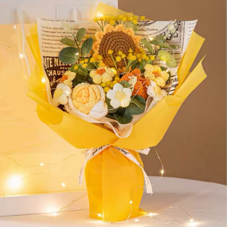 Blossoming Crochet Delight: A Bouquet of Sunflowers, Roses, Tulips, and More for Celebration, Confession, Apology, Cheerup