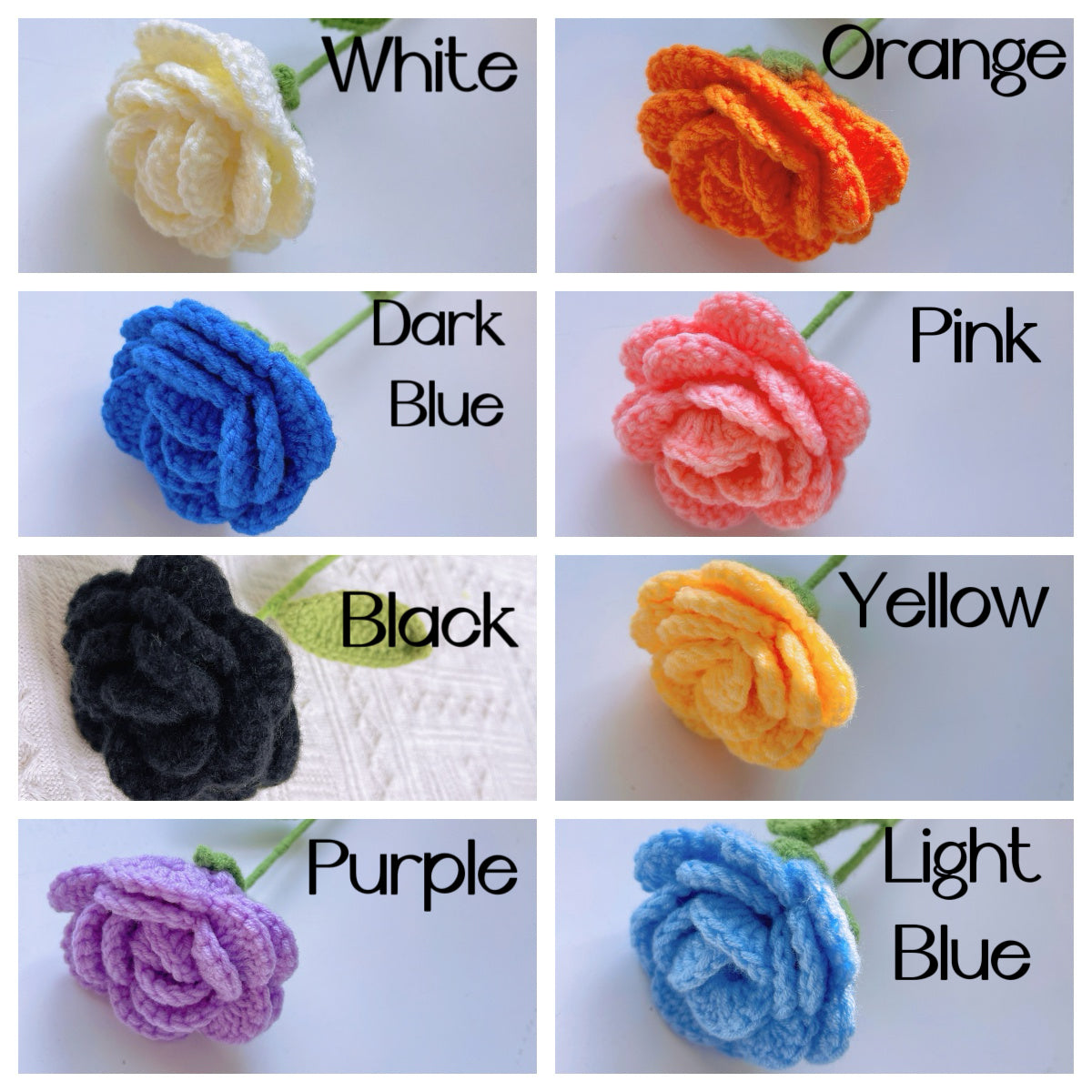 Handmade Crochet Rose Lamp - 3-Piece Customizable Pointed Roses with Wooden Base, Battery-Powered, Optional Glass Dome, Sunflower & Mushroom Accents for Desk/Bedroom Decor