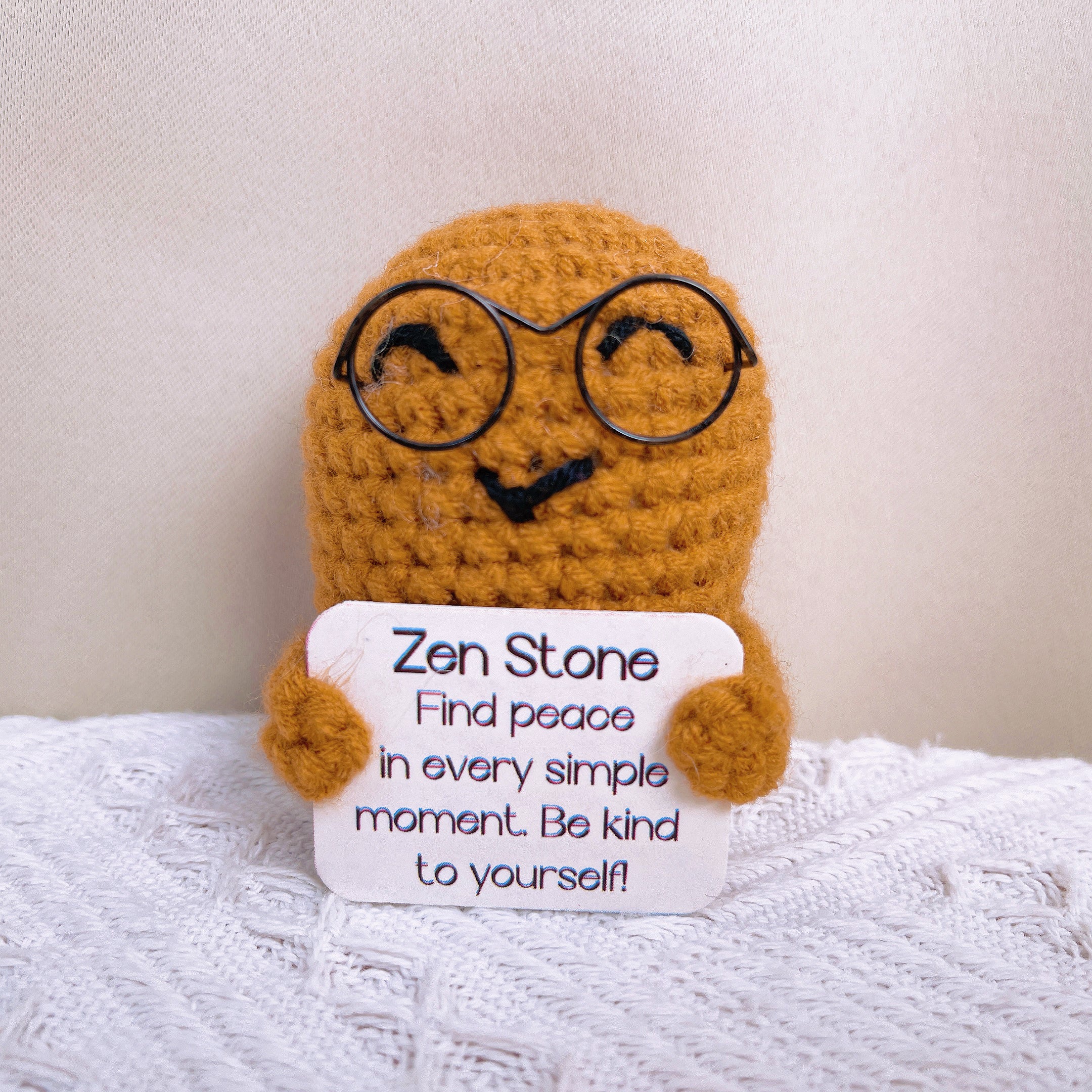 Emotional Support Positive Plushie for Home Decor (Custom / Personalized Text Available) - Zen Stone Positive Stone Pickles Stress Relief Stay Strong Recovery Gift