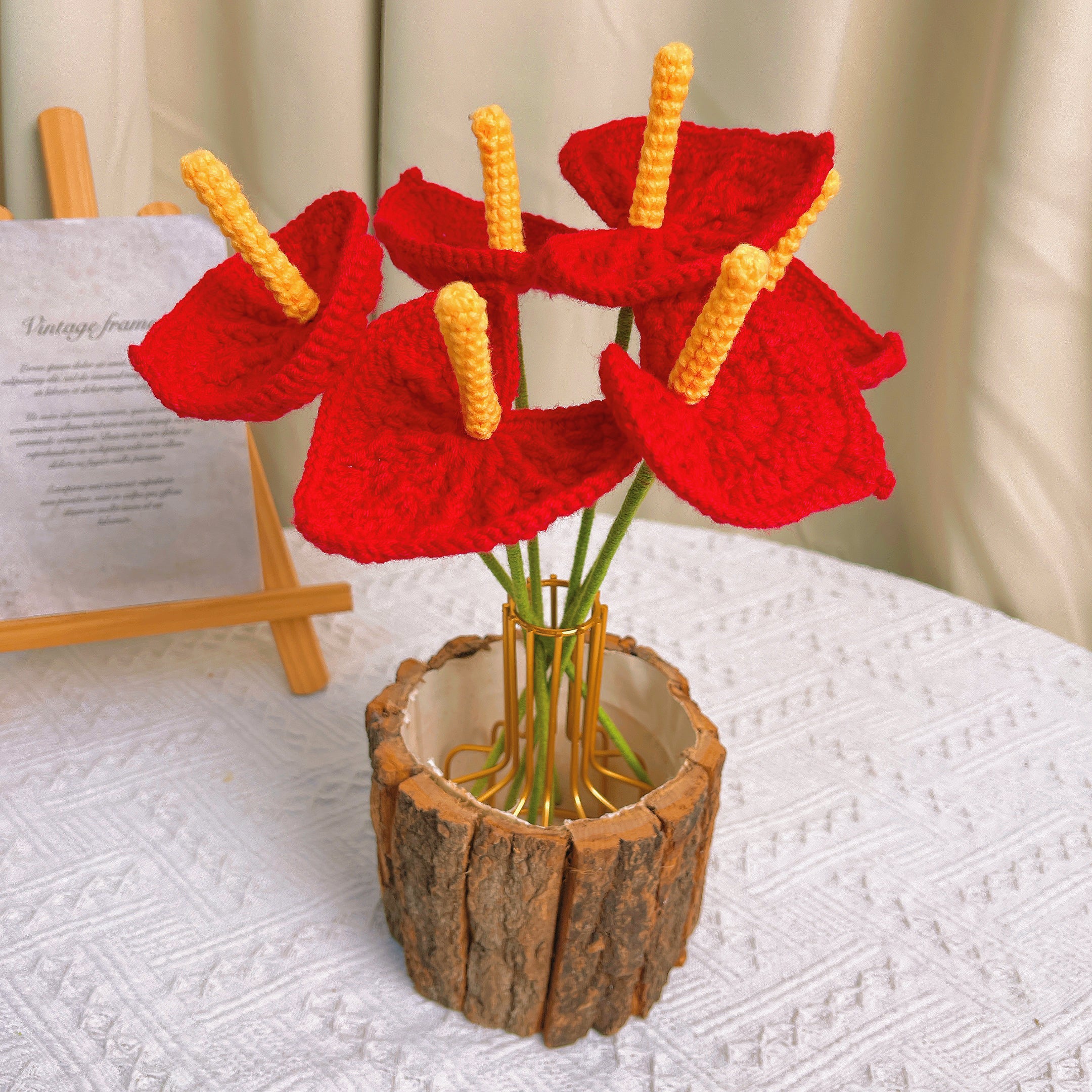 Handmade Crocheted Red Anthurium: A Symbol of Prosperity and Joy