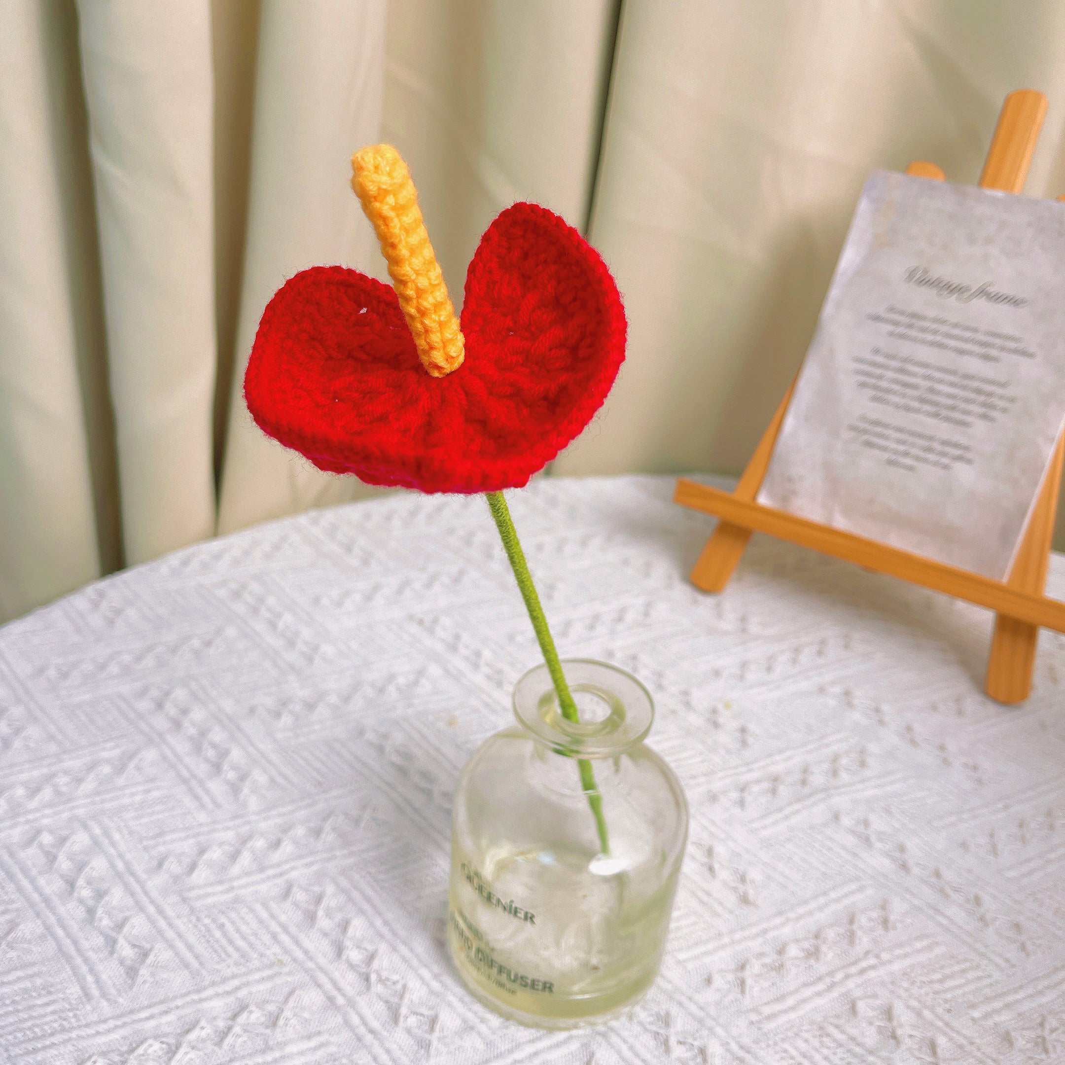 Handmade Crocheted Red Anthurium: A Symbol of Prosperity and Joy