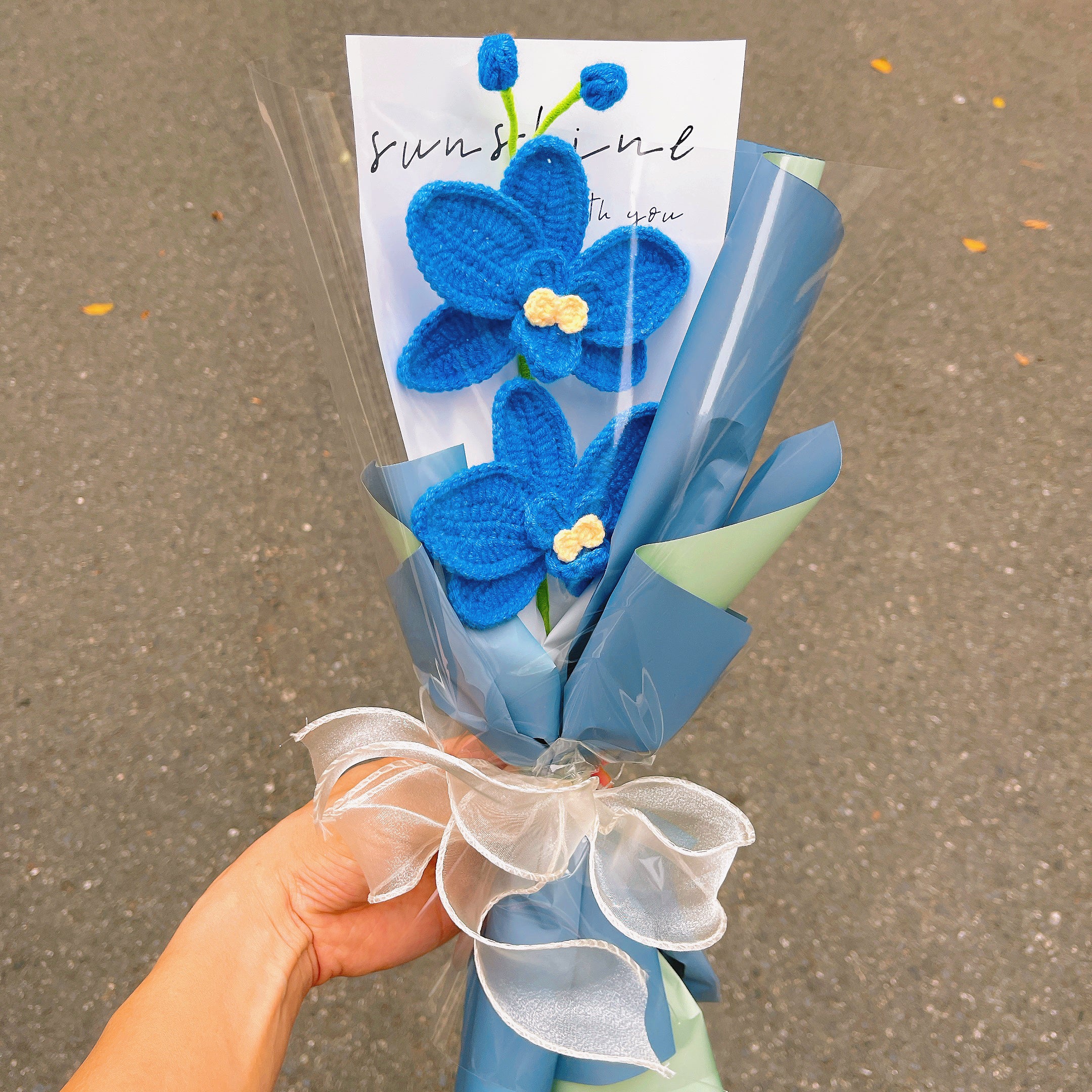 August Birth Month Orchid Bouquet - Handcrafted Hooked Single Stem Birthday Anniversary Flower Gift for August-Born Loved Ones