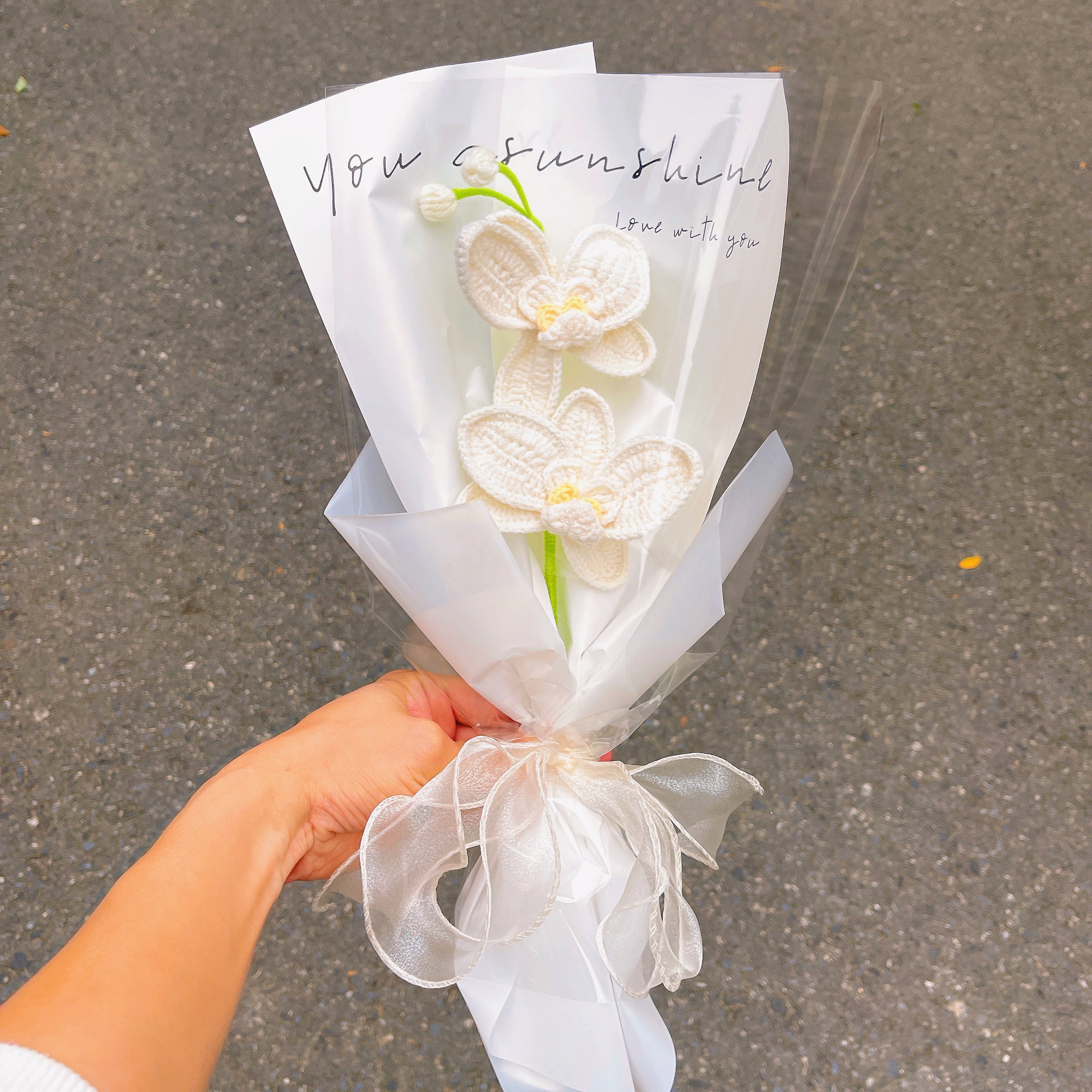 August Birth Month Orchid Bouquet - Handcrafted Hooked Single Stem Birthday Anniversary Flower Gift for August-Born Loved Ones